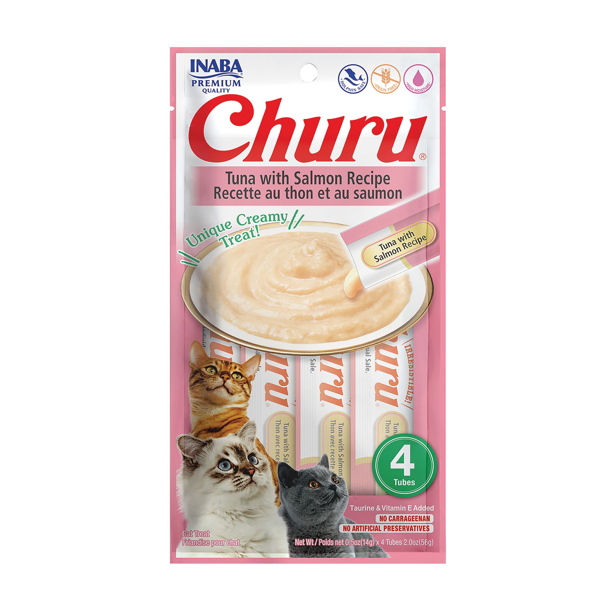 Inaba Churu Creamy Puree Lickable Cat Treats - Tuna with Salmon Recipe, 4 pack | PetSmart