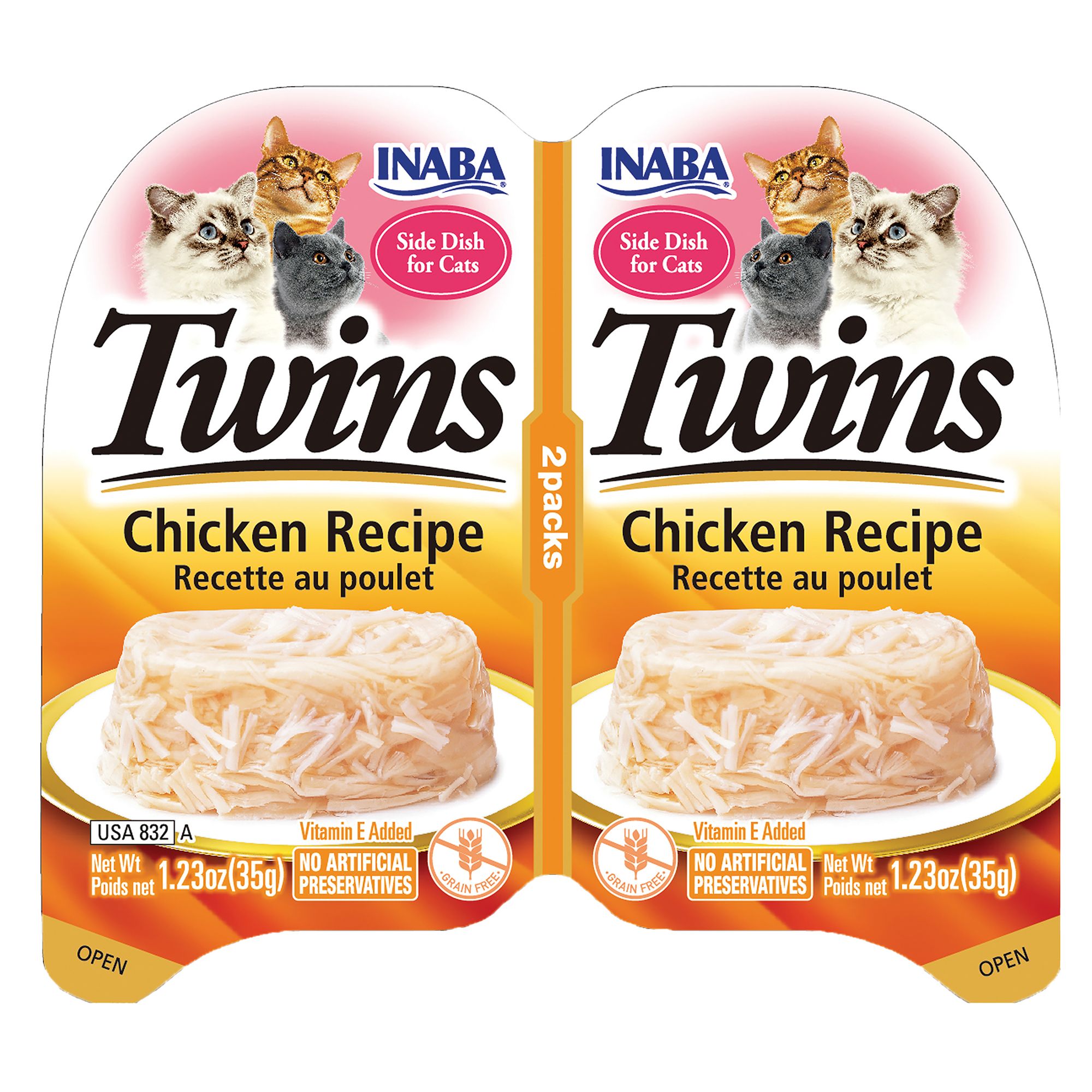Inaba Twins Side Dish Cat Treat Cups - 2pk, Grain Free, Chicken Flavor, size: 2.46 oz | PetSmart
