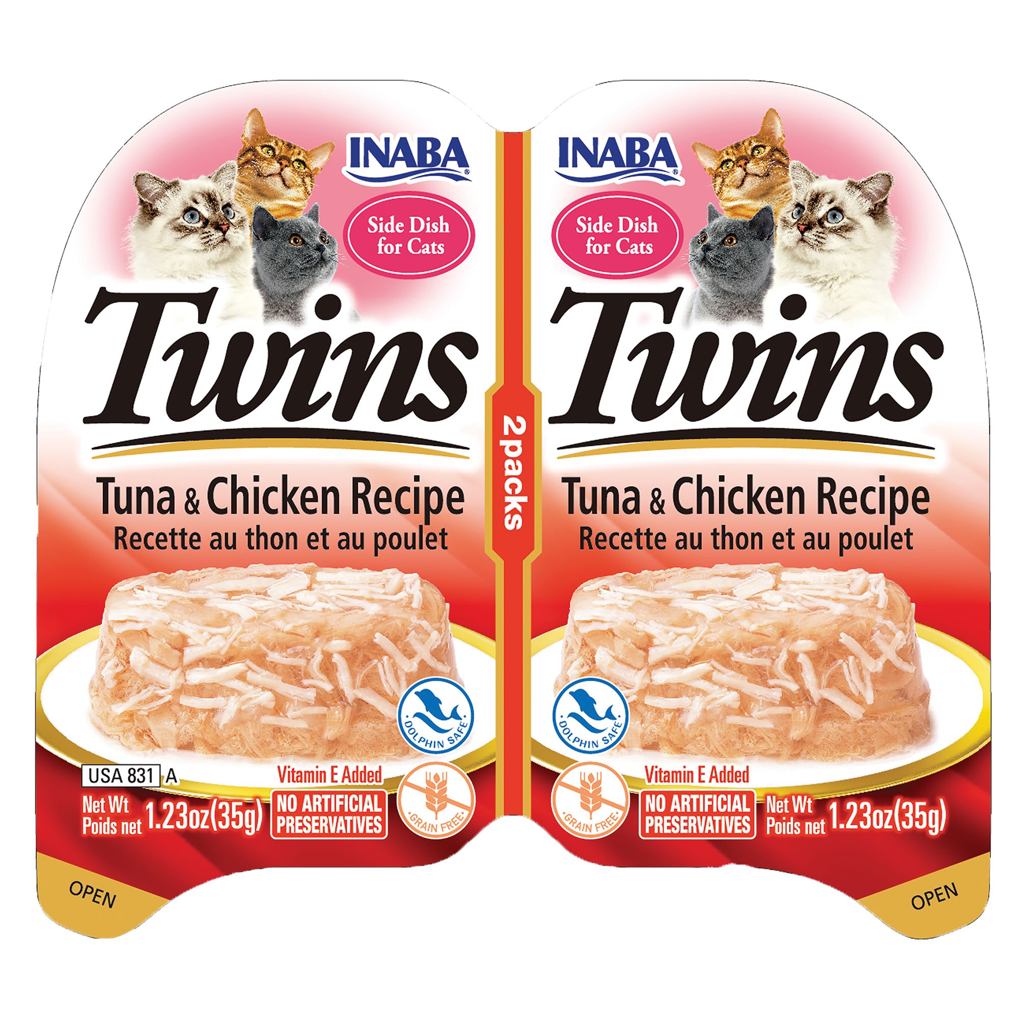 Inaba Twins Side Dish Cat Treat Cups - 2pk, Grain Free, Tuna and Chicken Flavor, size: 2.46 oz | PetSmart