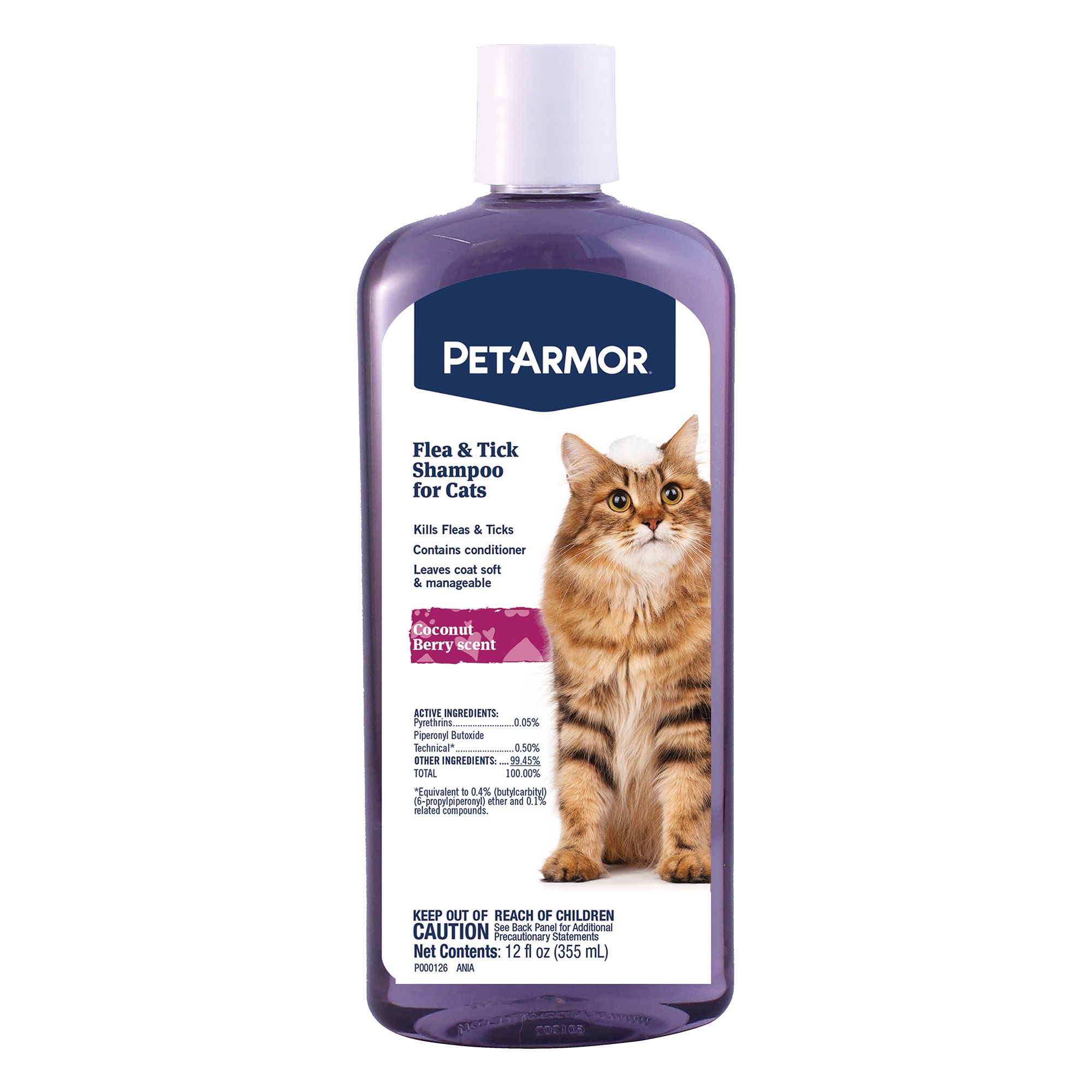Petarmor Flea And Tick Cat Shampoo, Coconut Berry Scent, 12 oz, Size: Fl oz | PetSmart