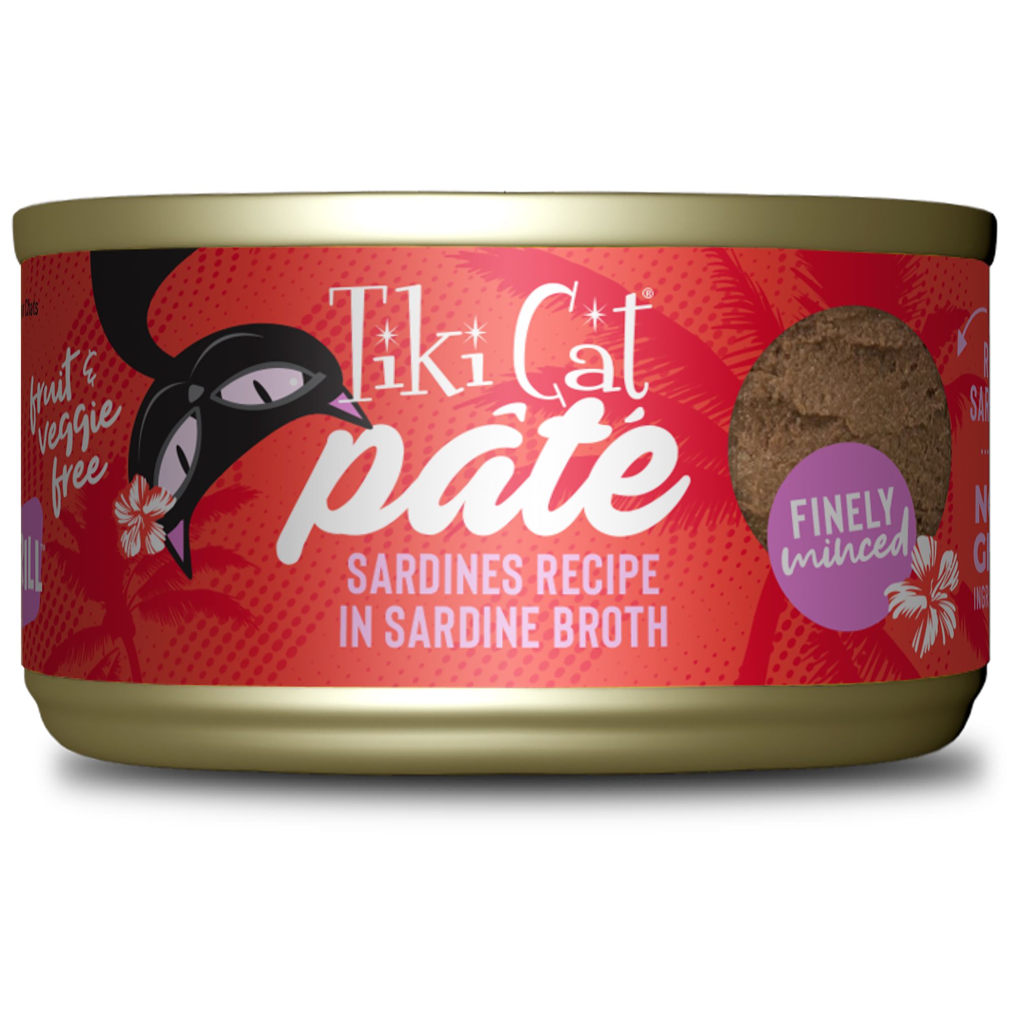 Tiki Cat Pate Food Non-GMO, Fruit and Veggie Free, Finely Minced, Size: 2.8 oz, Flavor: Fish | PetSmart New