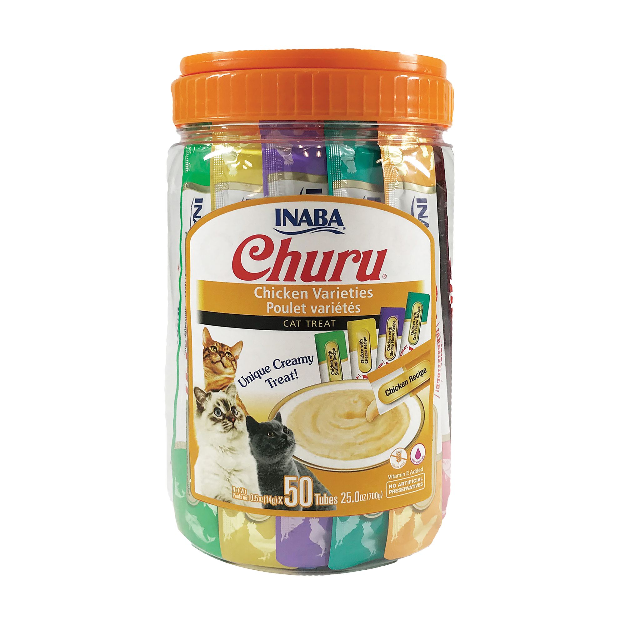 INABA Churu Chicken Puree Variety Pack Lickable Cat Treats - 50 Count, size: 25 oz | PetSmart