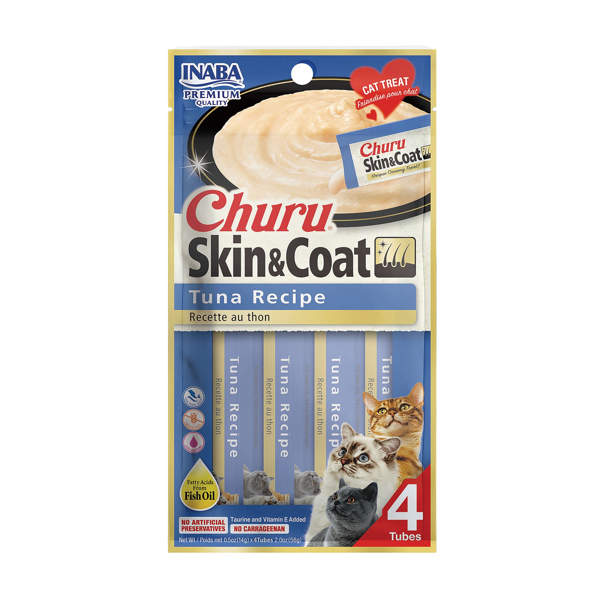 INABA Churu Skin and Coat Care Puree Lickable Cat Treats - 2 oz, Tuna Flavor | PetSmart