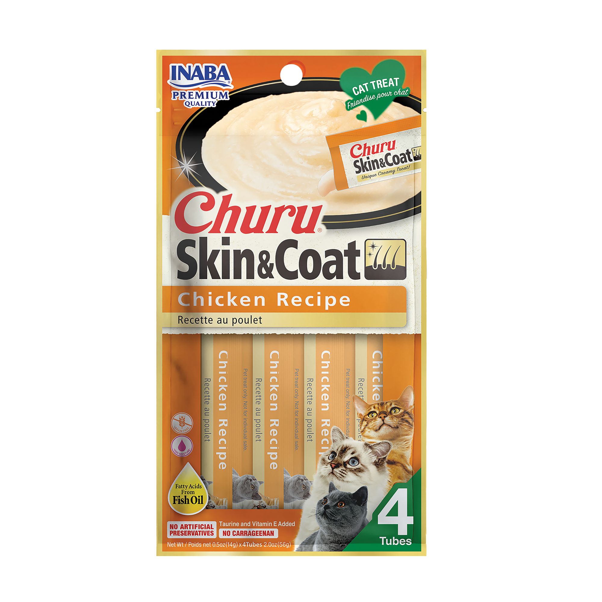 INABA Churu Skin and Coat Care Puree Lickable Cat Treats - 2 oz, Chicken Flavor | PetSmart