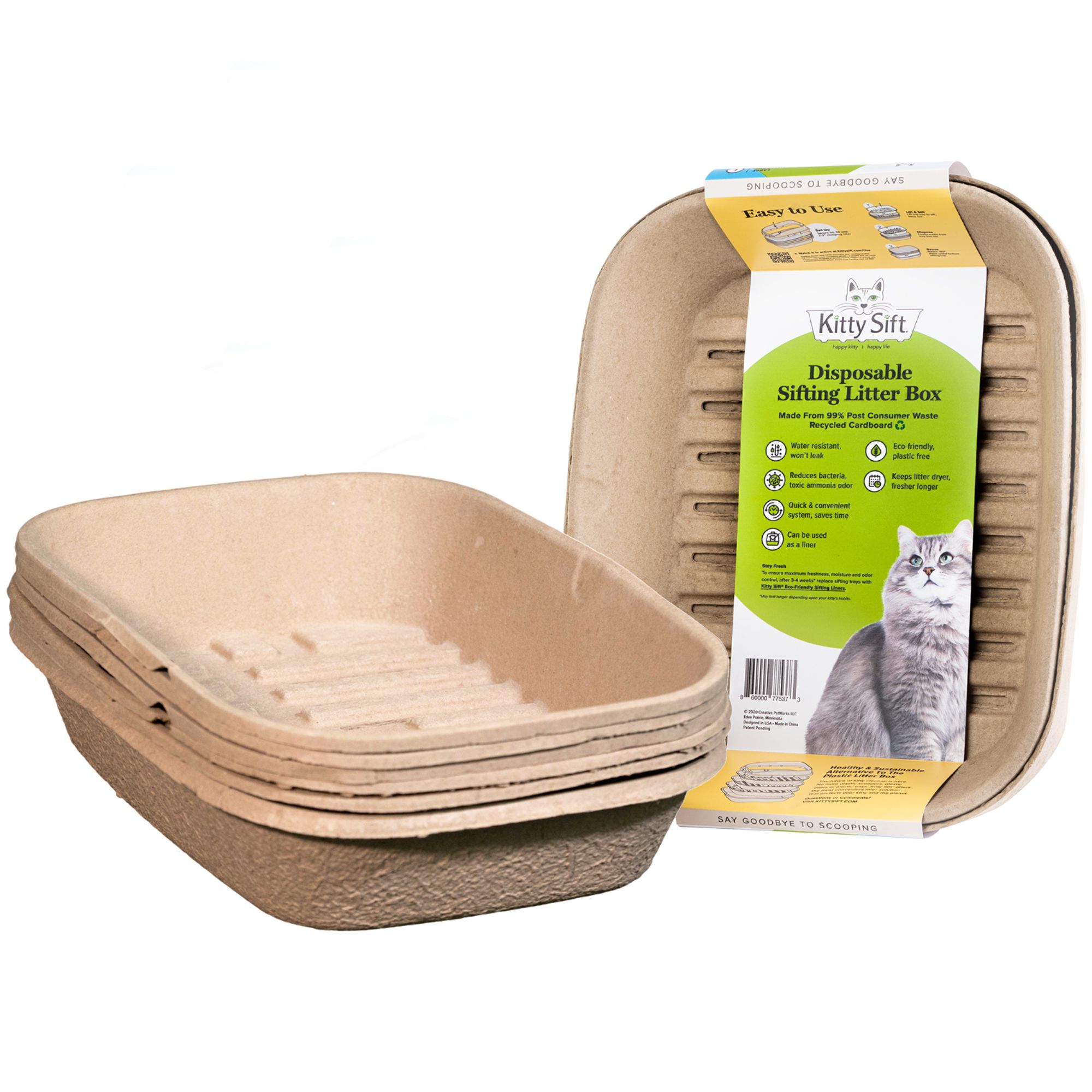 Kitty Sift Disposable Sifting Cat Litter Box Kit, Includes 1 Litter Box and 3 Sifting Liners | PetSmart