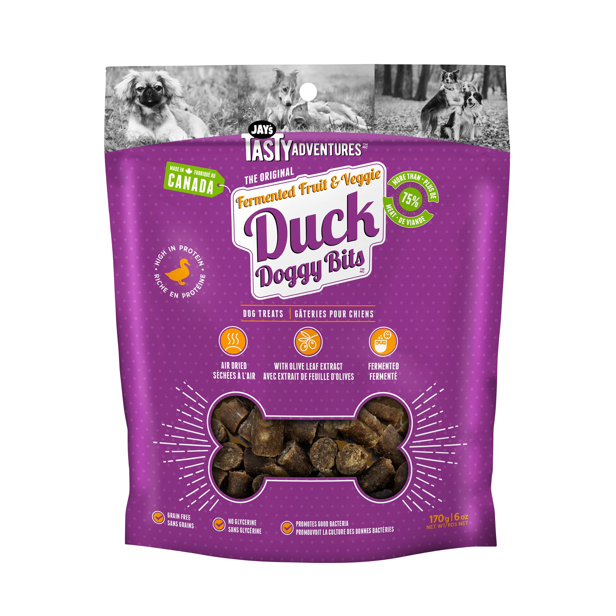 Jay's Tasty Adventures Doggy Bits Dog Treats, Duck Flavor, size: 170 g | PetSmart
