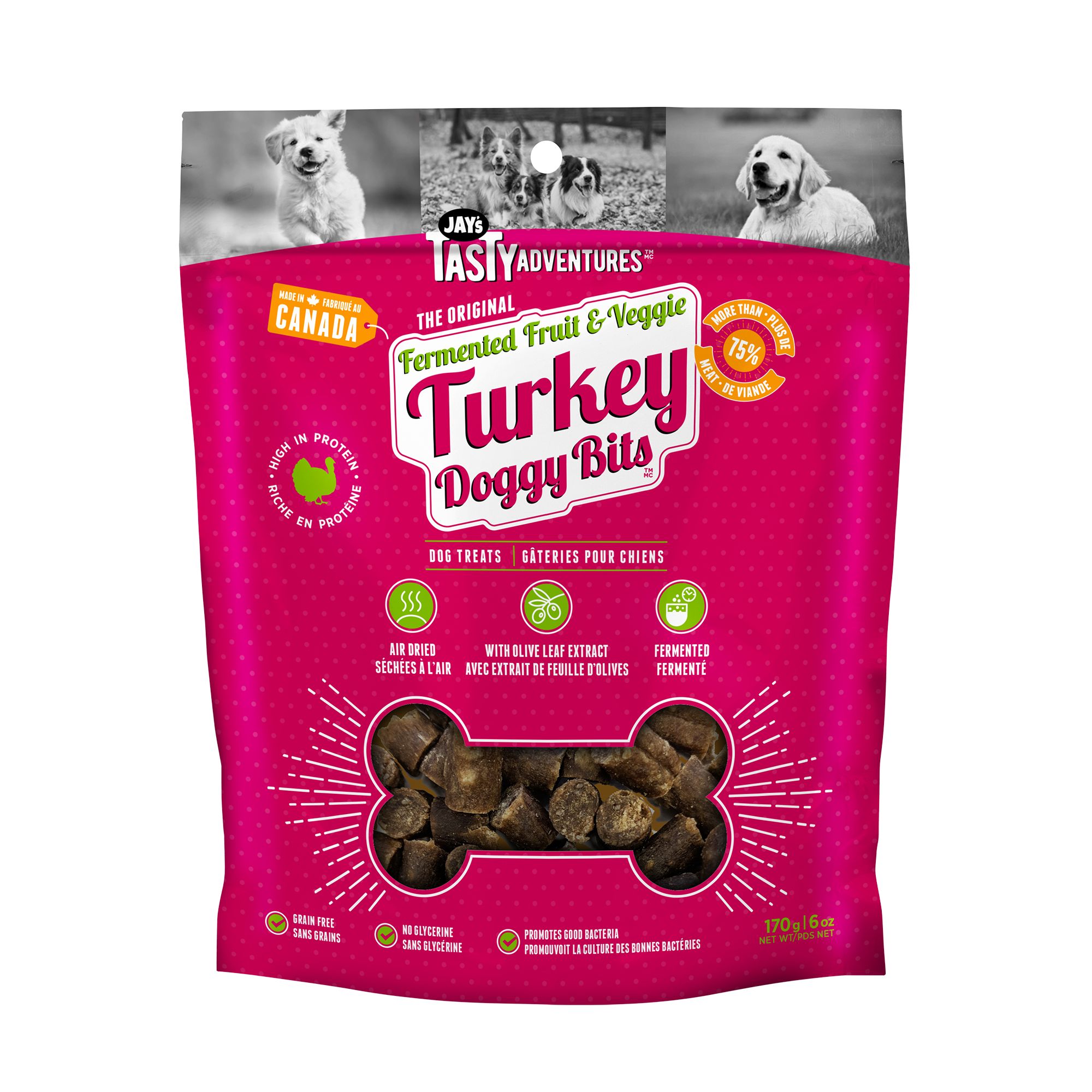 Jay's Tasty Adventures Doggy Bits Dog Treats, Turkey Flavor, size: 170 g | PetSmart