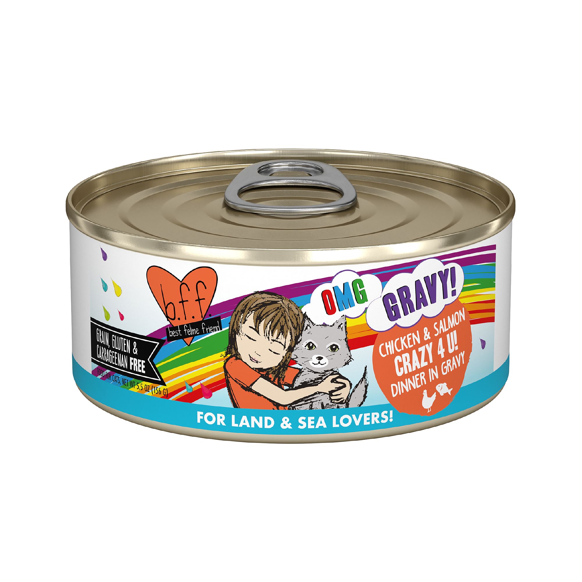 Weruva BFF OMG Wet Cat Food - Grain Free, Minced in Gravy, 5.5 oz, Chicken and Salmon Flavor | PetSmart