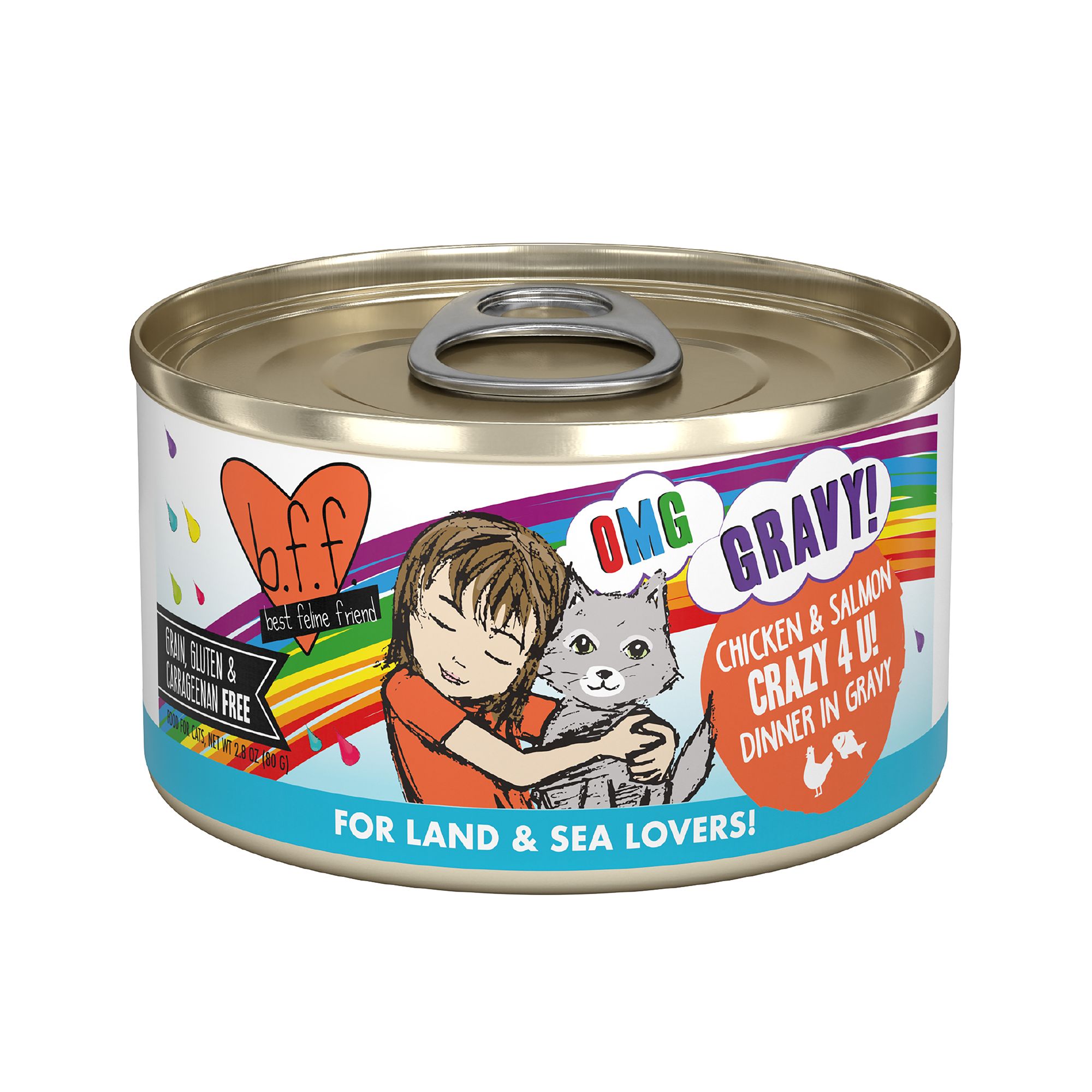 Weruva BFF OMG Wet Cat Food - Grain Free, Minced in Gravy, 2.8 oz, Chicken and Salmon Flavor | PetSmart