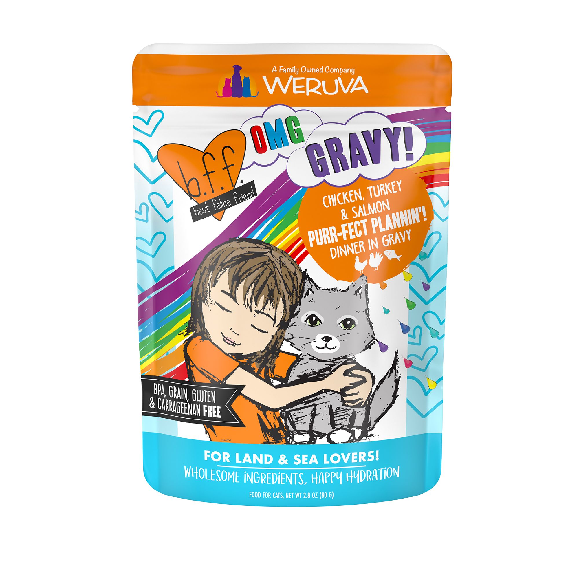 Weruva BFF OMG Wet Cat Food - Grain Free, Minced in Gravy, 2.8 oz, Chicken, Turkey, and Salmon Flavor | PetSmart
