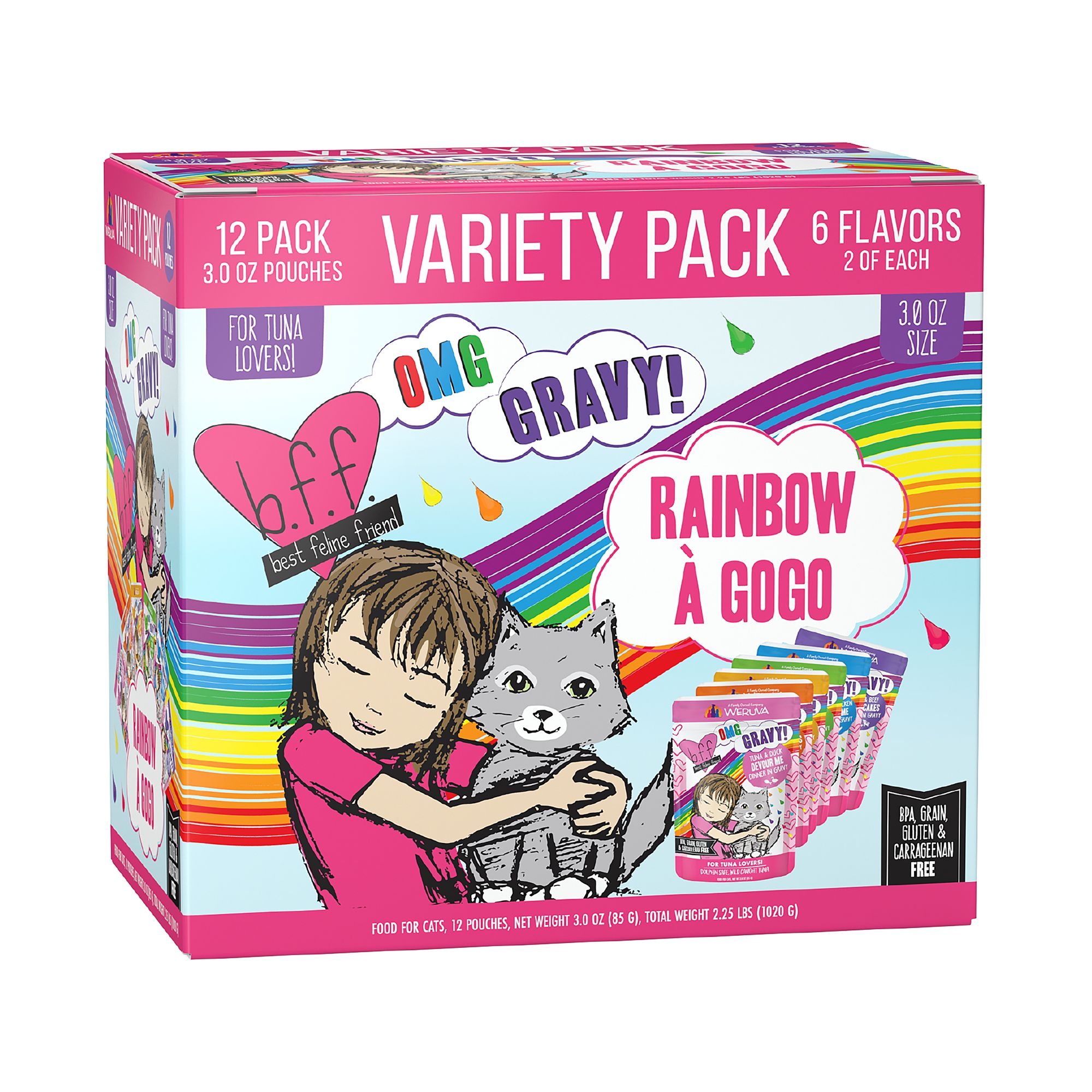 Weruva BFF OMG Wet Cat Food - Grain Free, Minced, Rainbow A Gogo, 12 ct Variety Pack | PetSmart