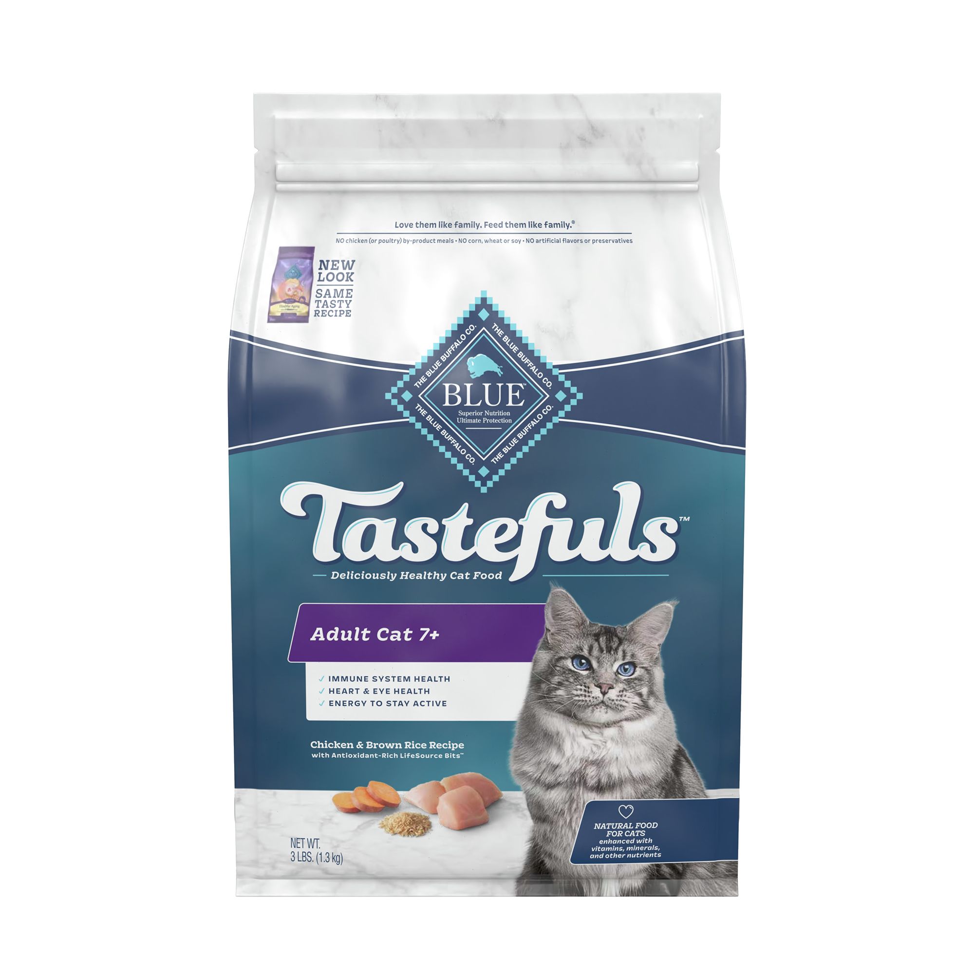 Blue Buffalo Tastefuls Senior Dry Cat Food - Chicken and Brown Rice, Natural, size: 3 lbs | PetSmart