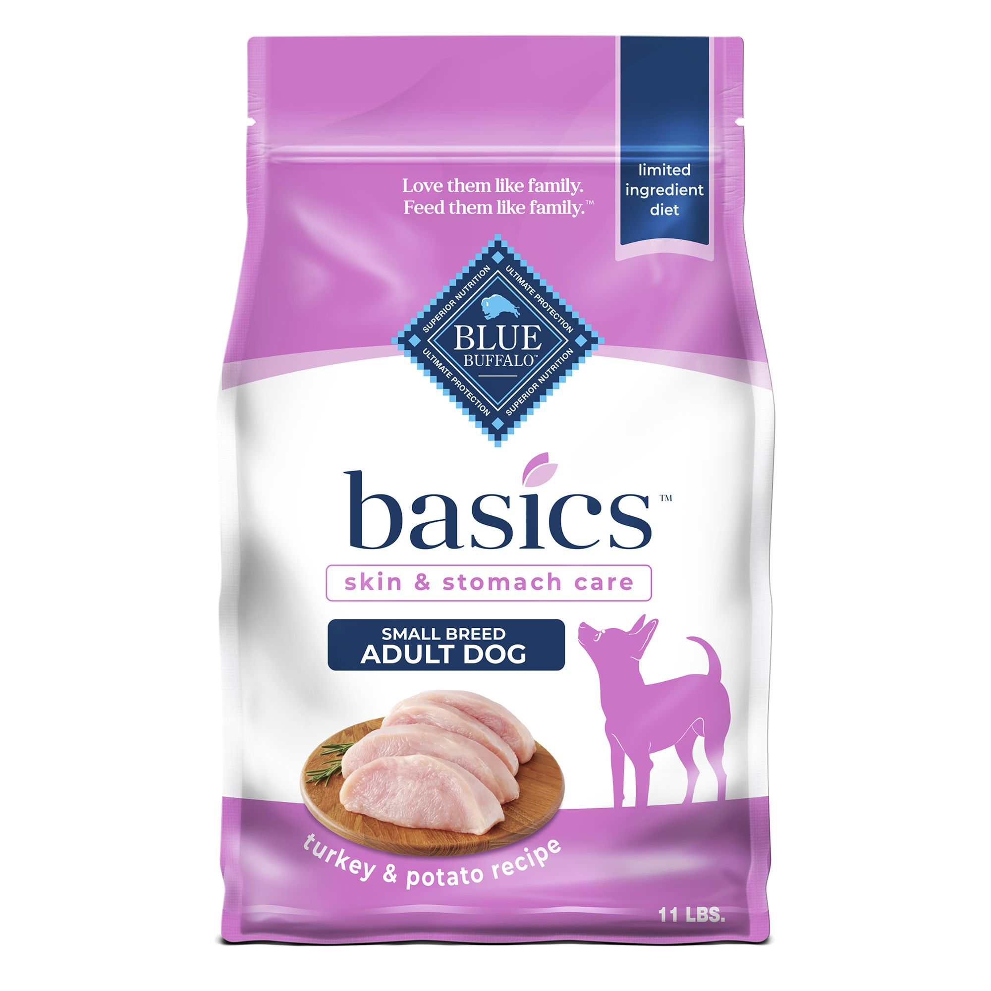 Blue Buffalo Basics Skin and Stomach Care Small Breed Adult Dog Food - Turkey, size: 11 lbs | PetSmart