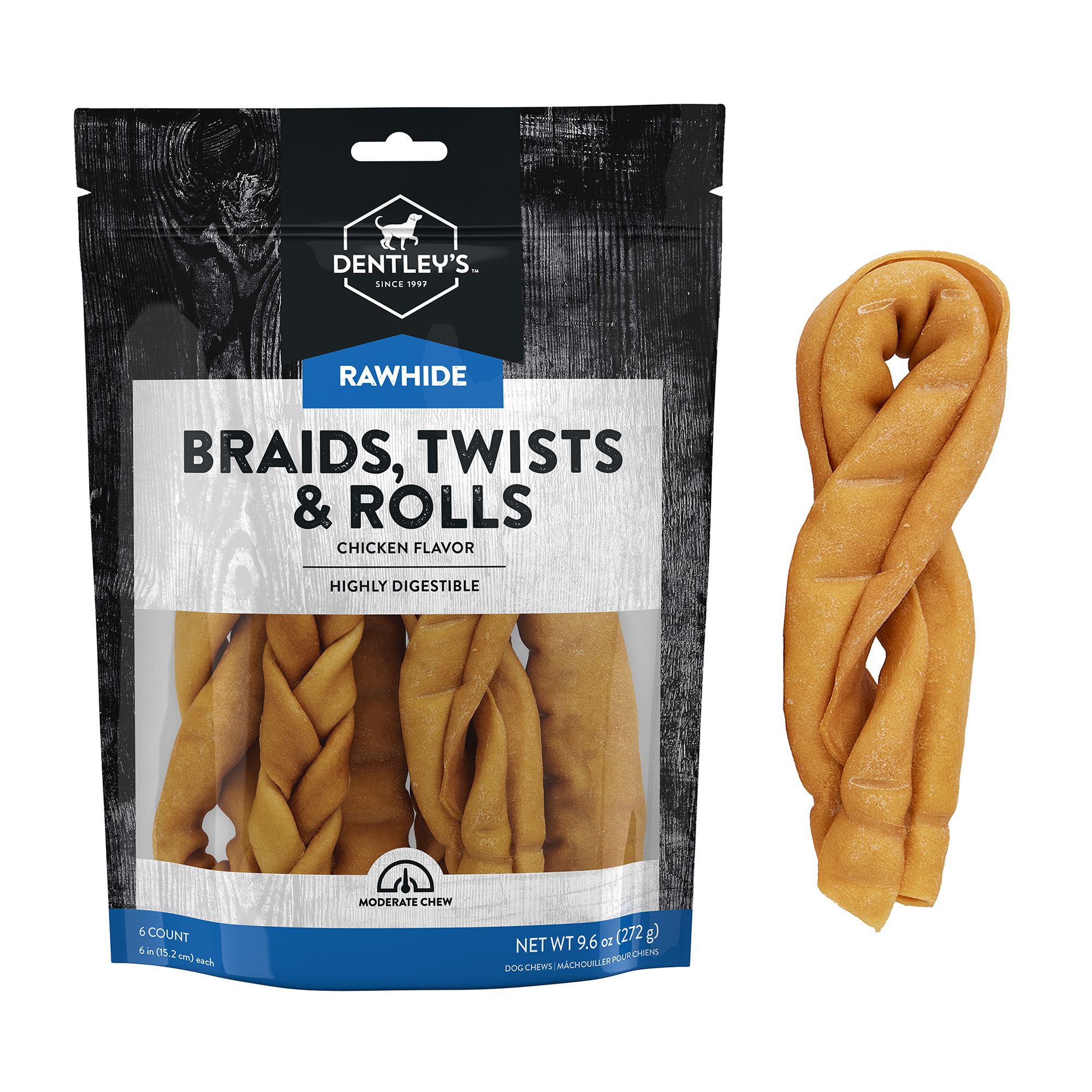 Dentley's Rawhide Chicken Flavor Variety Pack 6 Count 9.6 oz, Adult | PetSmart
