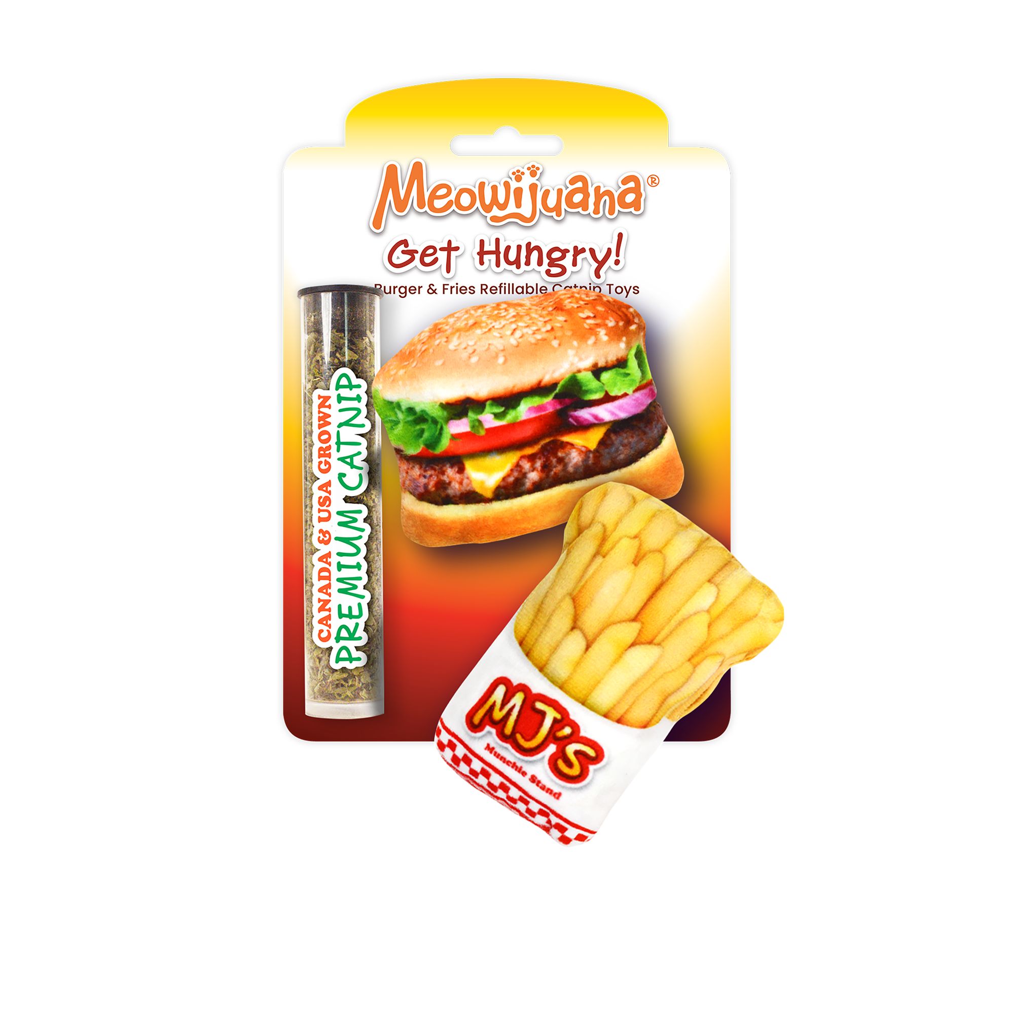 Meowijuana Get Hungry Burger and Fries Refillable Catnip Toy 2 Pack | PetSmart