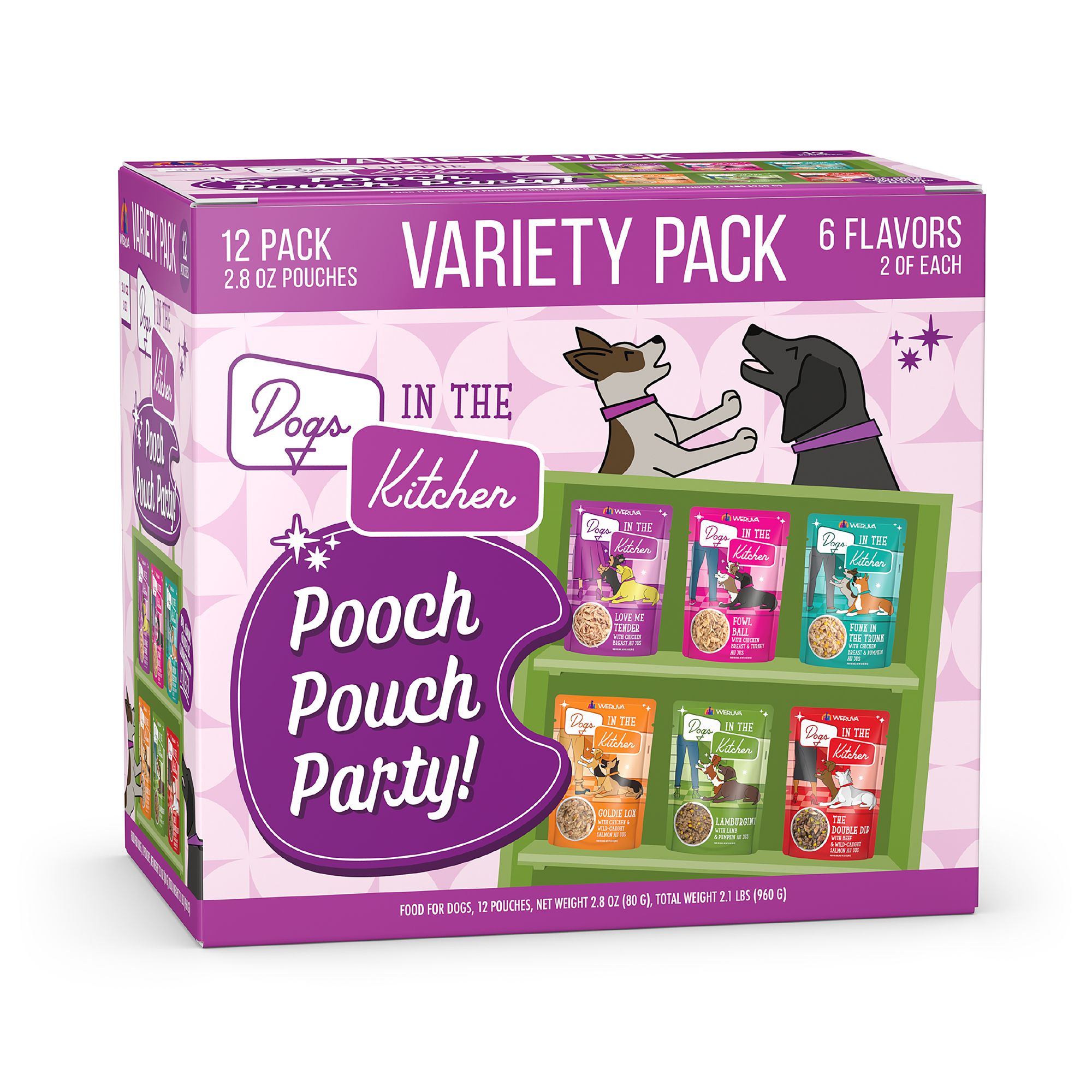 Weruva Dogs In The Kitchen Pooch Pouch Party Wet Dog Food - Variety Pack, 12ct, size: 33.6 oz | PetSmart