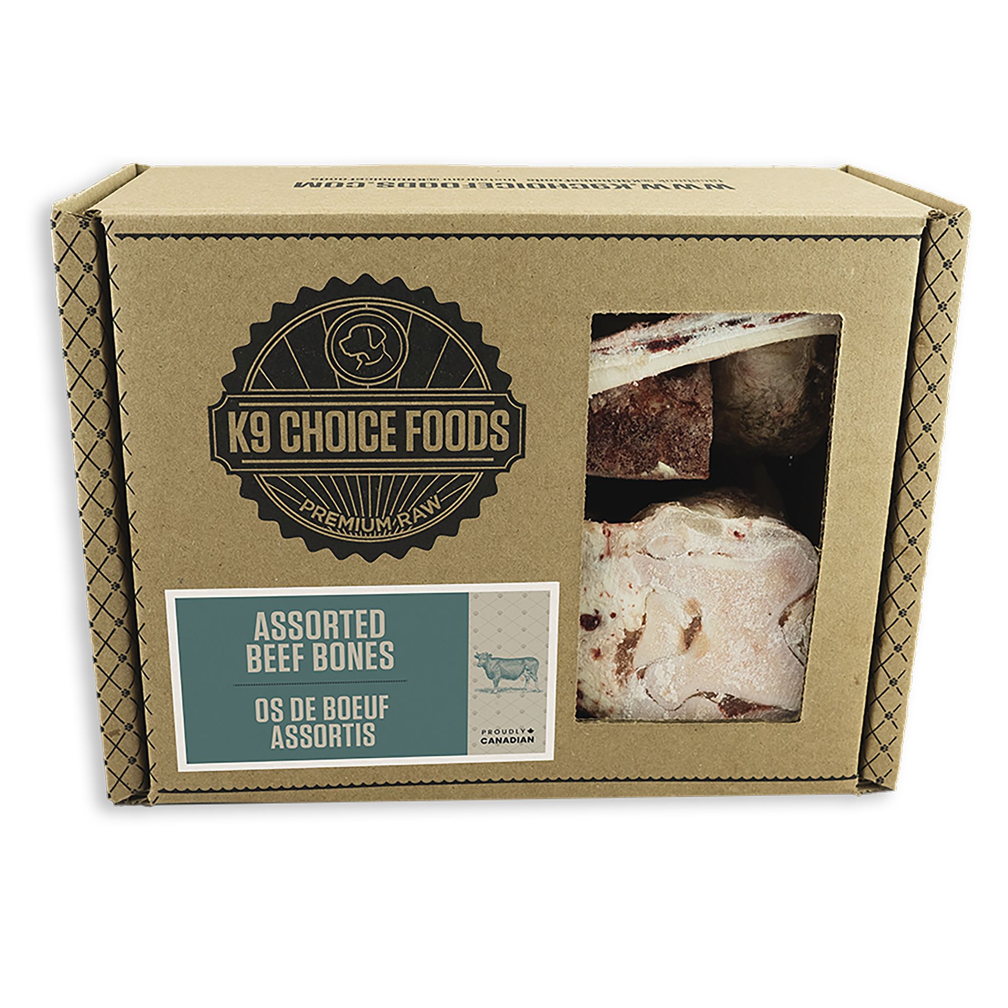 K9 Choice Foods Raw Dog Food - Assorted Beef Bones, size: 1.36 kg | PetSmart
