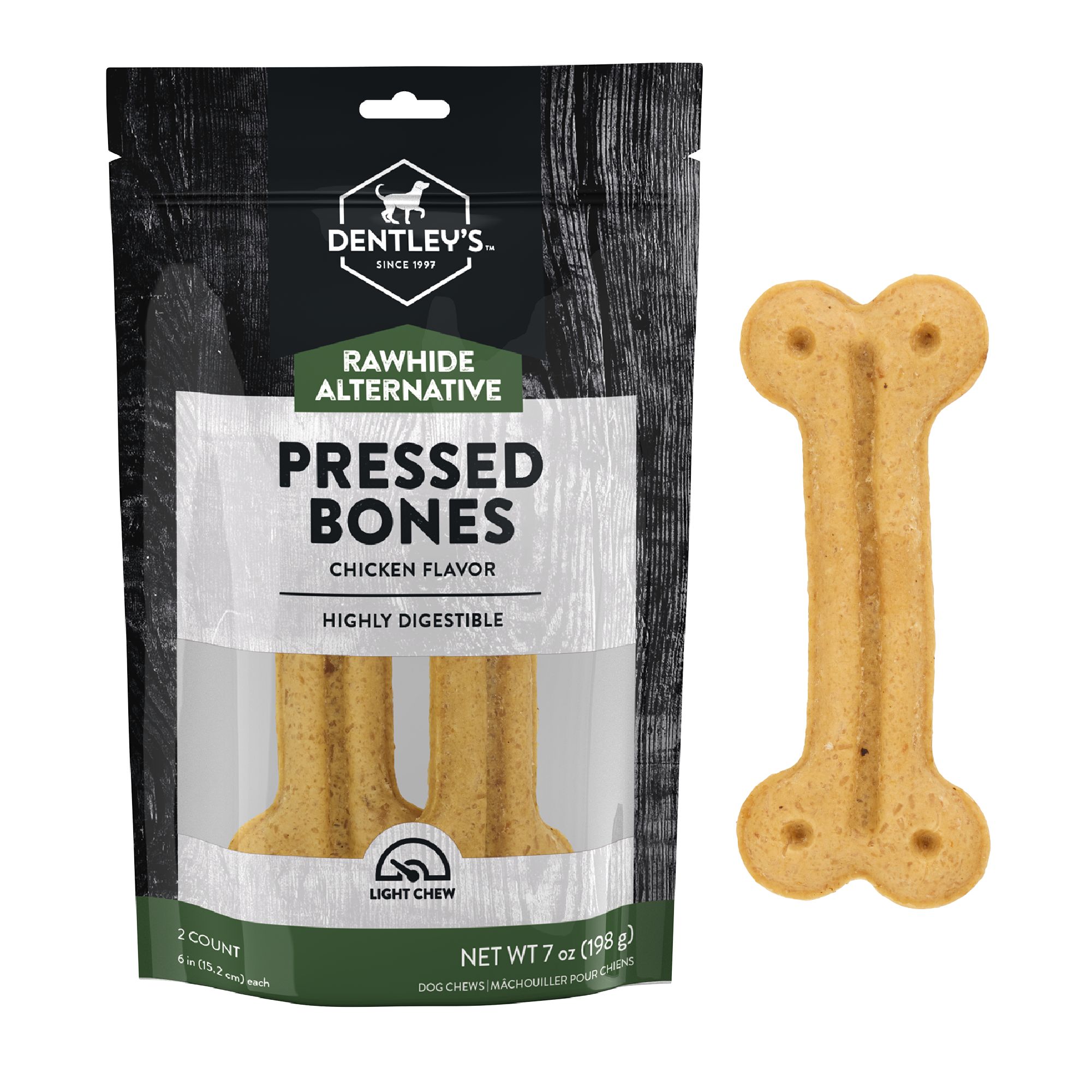 Dentley's Rawhide Alternative Pressed Chicken Tendon Bones 6 Inch 7 oz | PetSmart