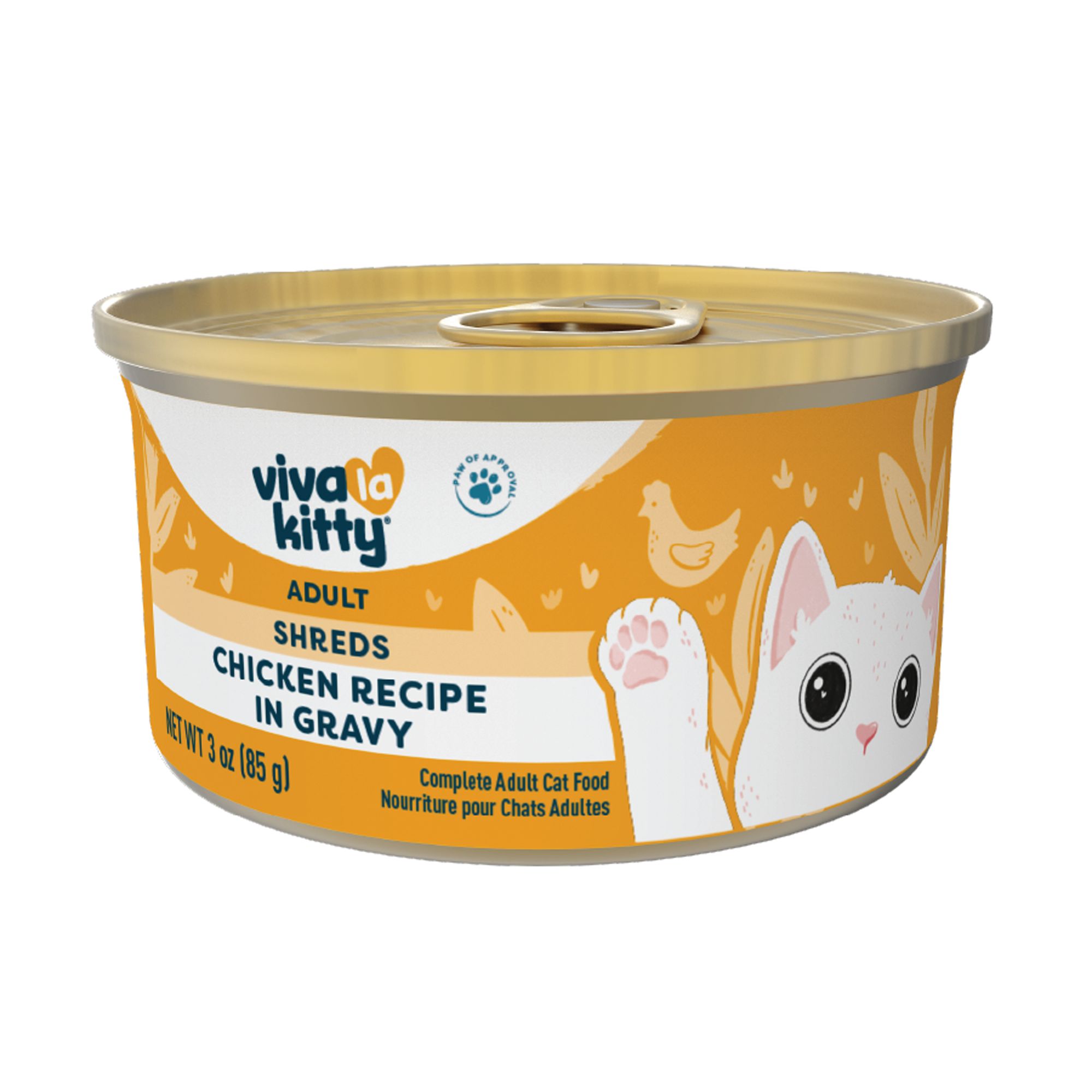 Viva La Kitty Adult Cat Wet Food - Shreds in Gravy, 3 oz, Flavor: Chicken | PetSmart