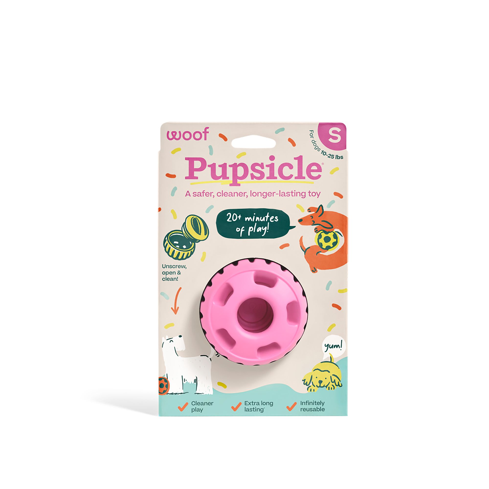 WOOF Pupsicle Treat-Dispensing Dog Toy, Varies by Color and Size in Pink, size: Small | PetSmart