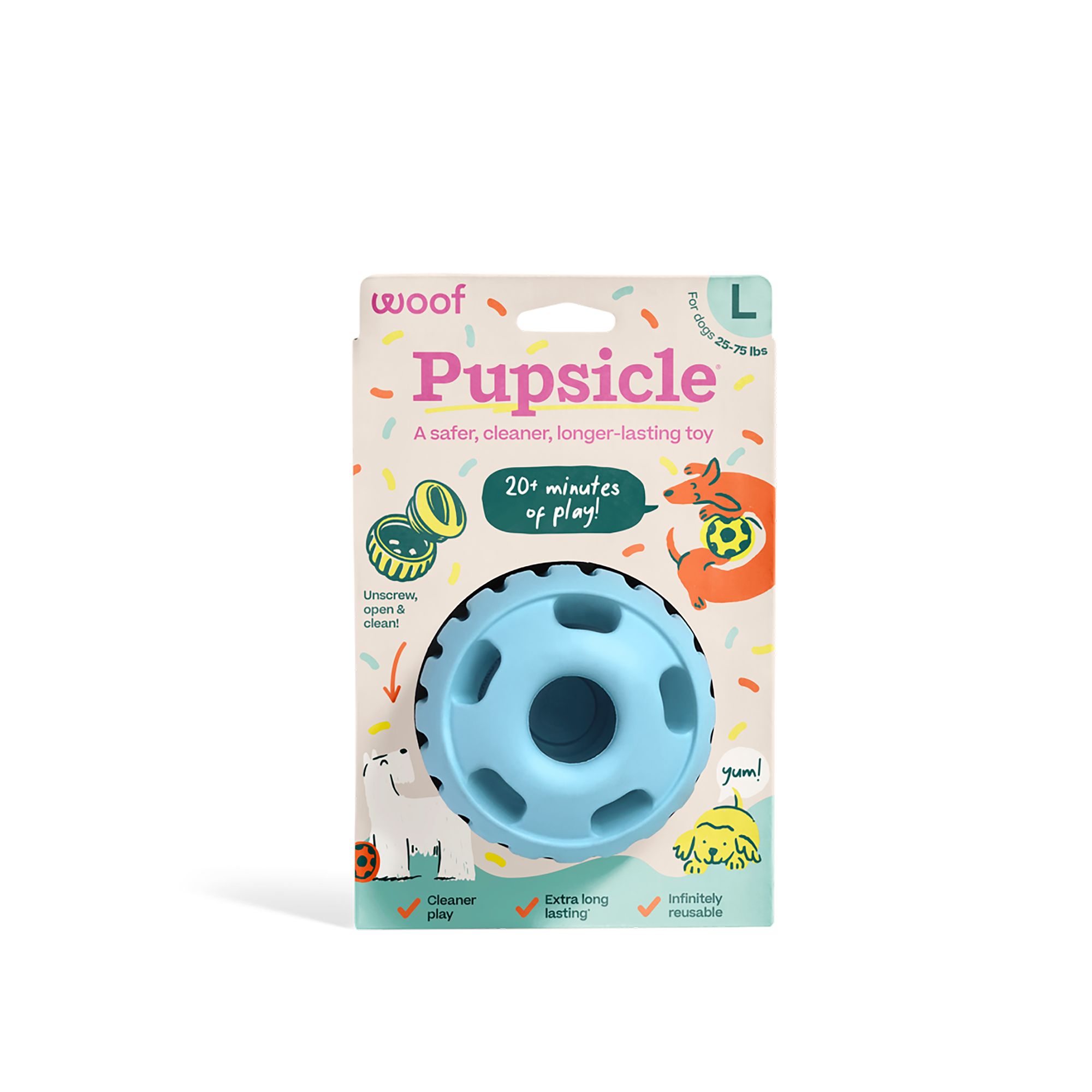 WOOF Pupsicle Treat-Dispensing Dog Toy, Varies by Color and Size in Light Blue, size: Large | PetSmart