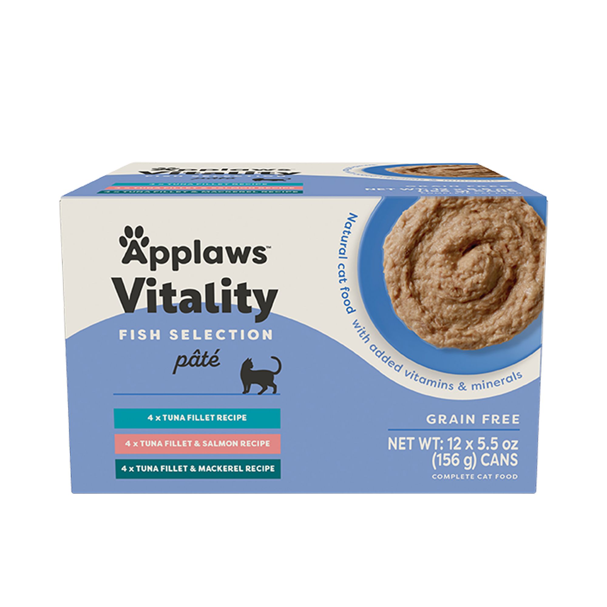 Applaws Cat - Adult, Wet Food, Vitality, Pate, Fish Selection, Variety Pack, 12 CT, 66 OZ, size: 12 count | PetSmart