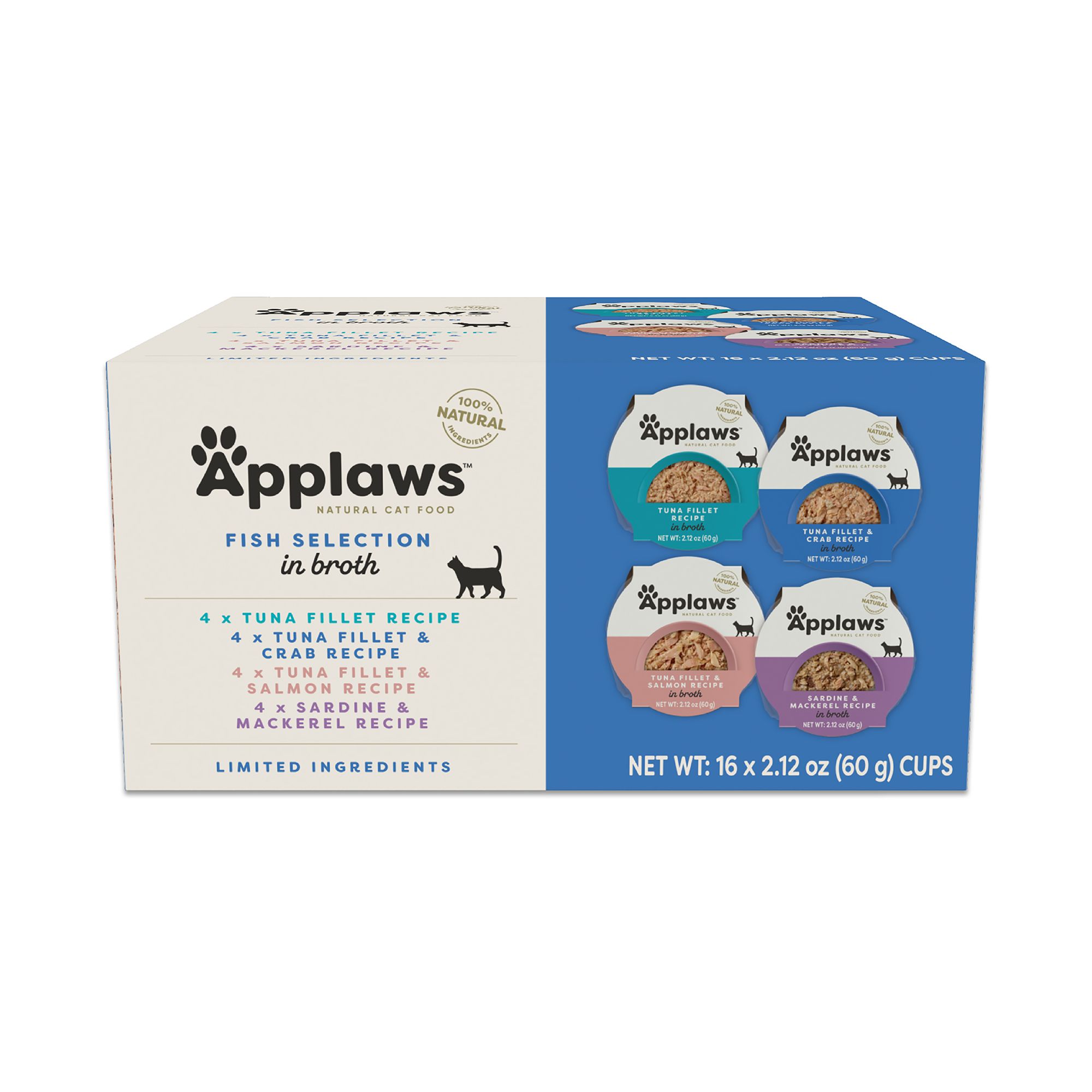 Applaws Cat - Adult, Wet Food, In Broth, Fish Selection, Variety Pack, 16 CT, 33.92 OZ, size: 16 count | PetSmart