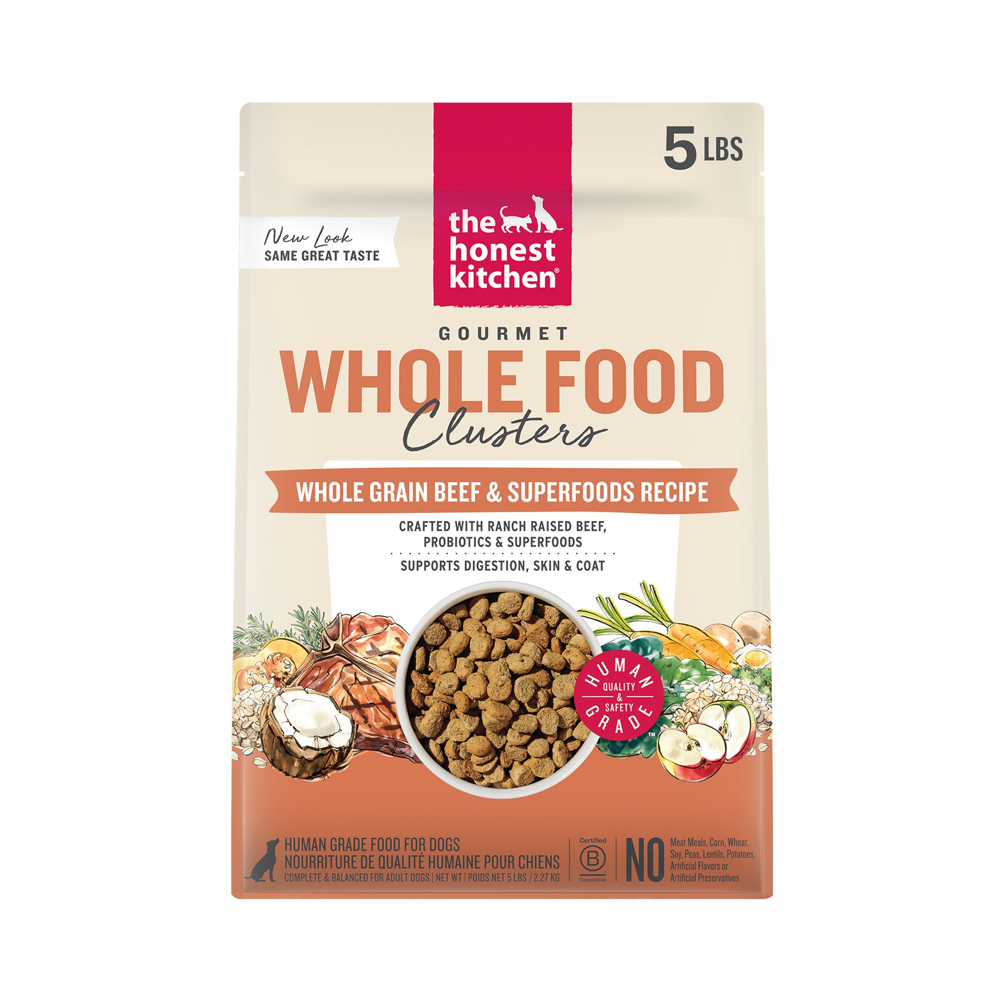 The Honest Kitchen Whole Grain Clusters Adult Dog Dry Food - Beef and Oat, size: 5 lbs | PetSmart