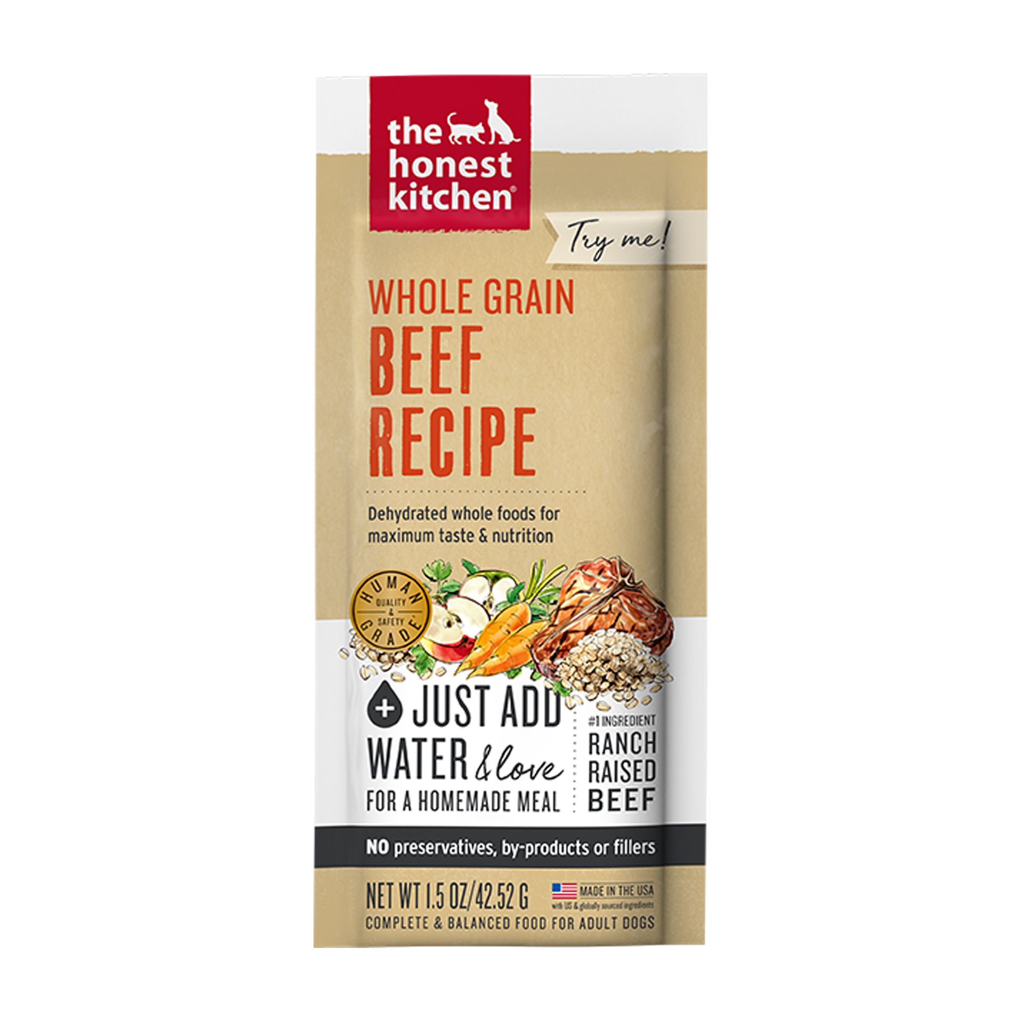 The Honest Kitchen Wholemade Whole Grain Adult Dehydrated Dog Food - Beef, size: 1.5 oz | PetSmart