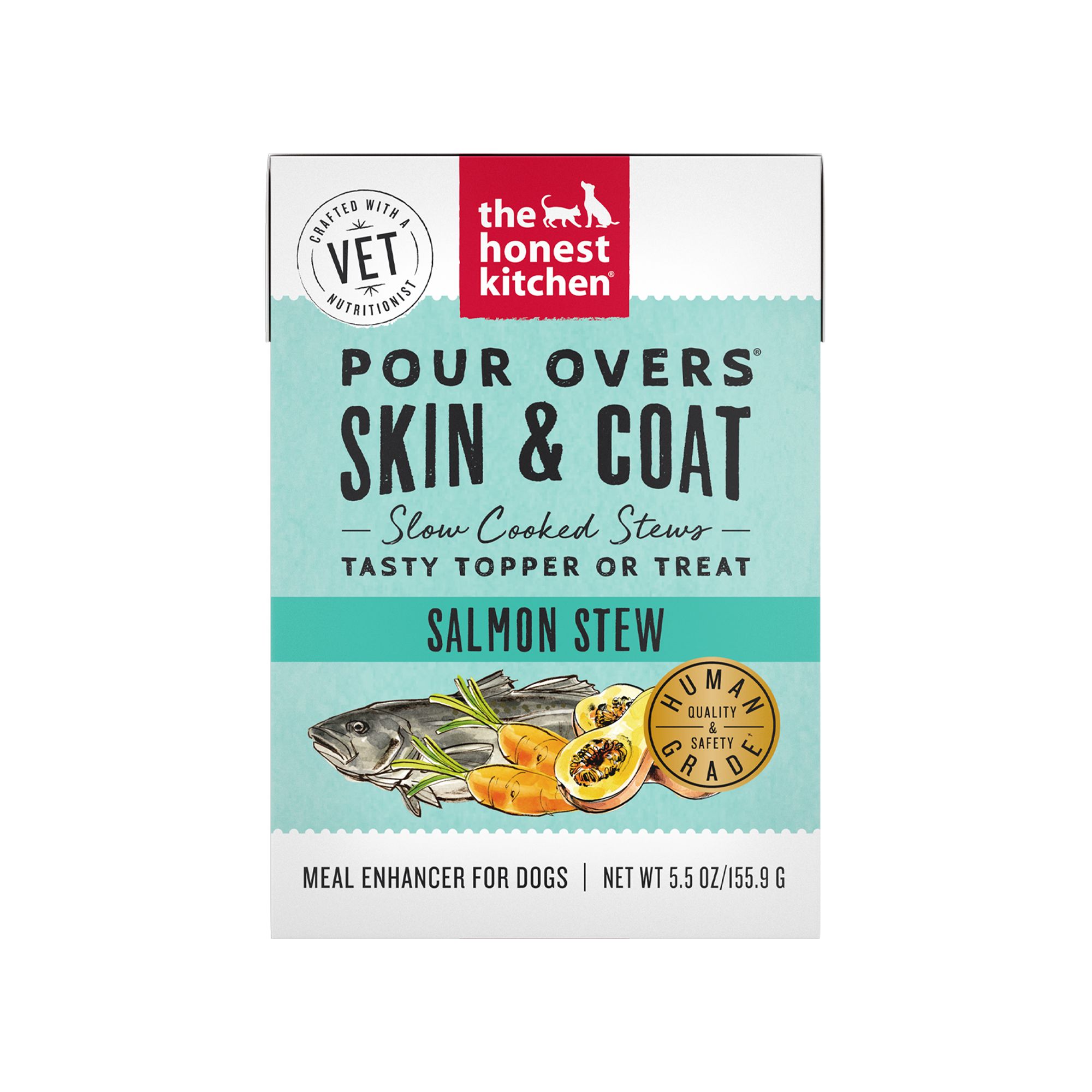 The Honest Kitchen Pour Overs Skin and Coat All Life Stages Wet Dog Food Topper - Salmon Stew, size: 5.5 oz | PetSmart