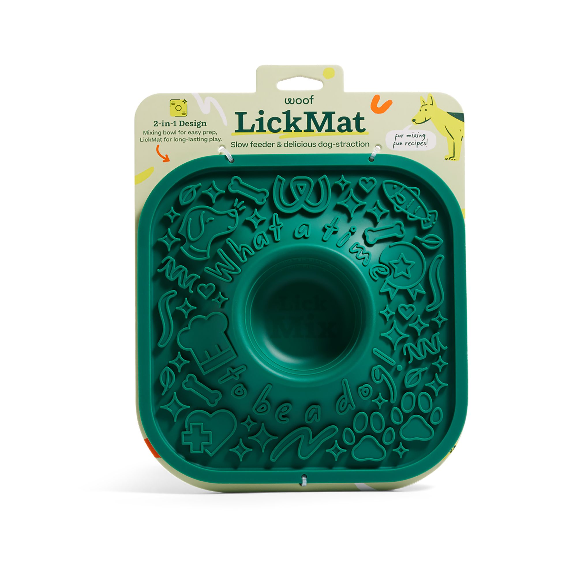 WOOF Slow Feeder Dog Lick Mat, Silicone, Lavender/Green, Easy to clean, Non-Slip Design, BPA Free | PetSmart