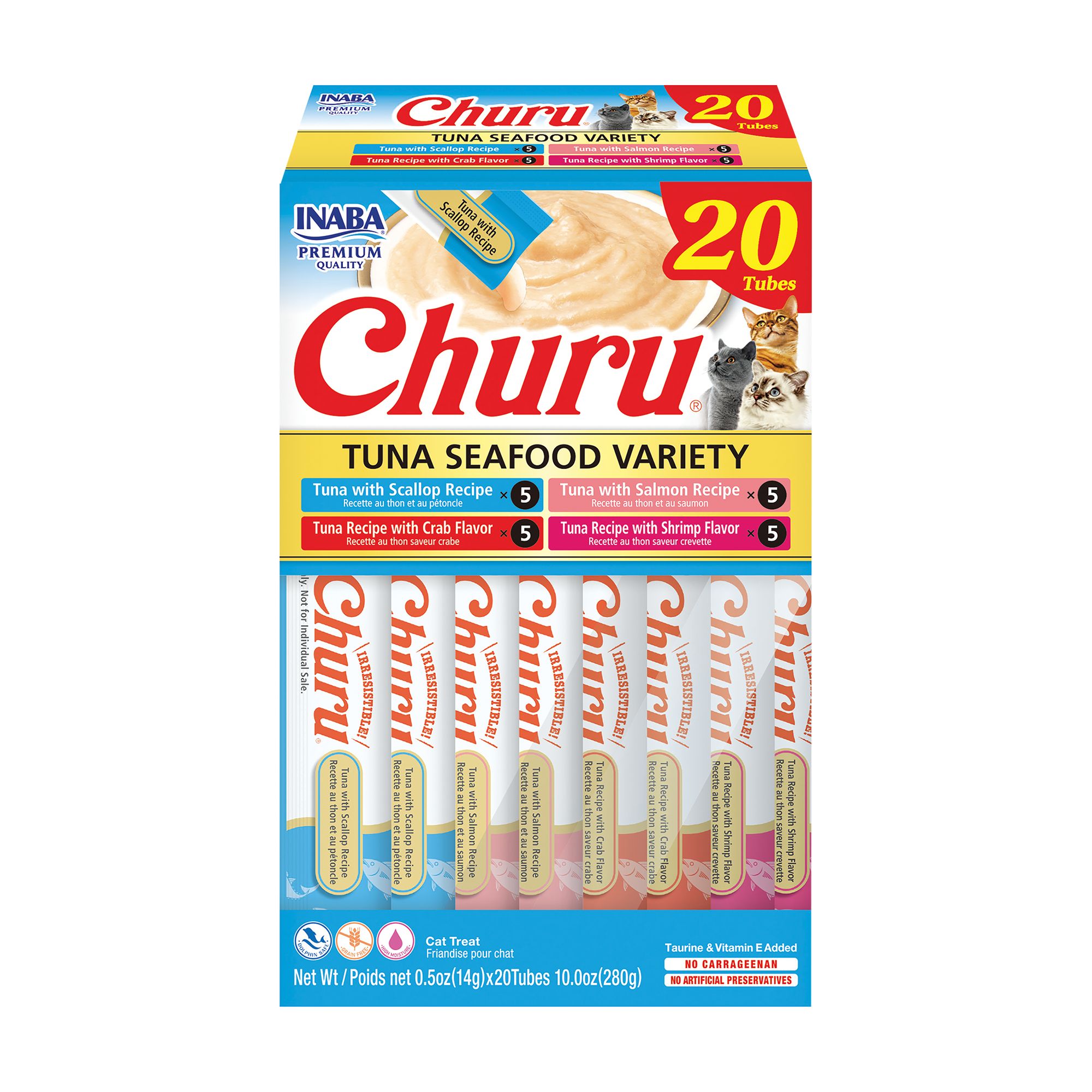 Inaba Churu Lickable Cat Treat Creamy Puree - Tuna and Seafood Variety Pack, 20ct | PetSmart
