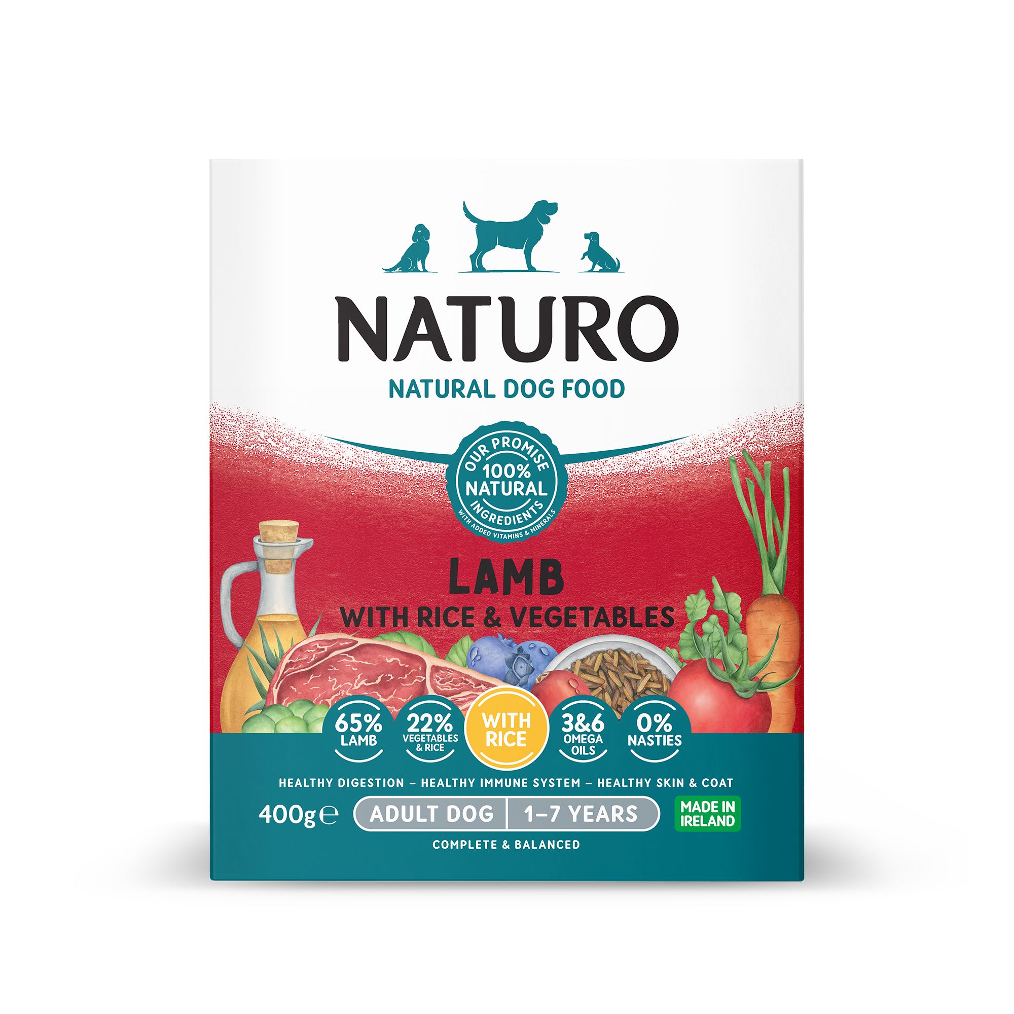 Naturo Adult Dog Wet Food - Lamb with Rice and Vegetables, size: 400 g | PetSmart