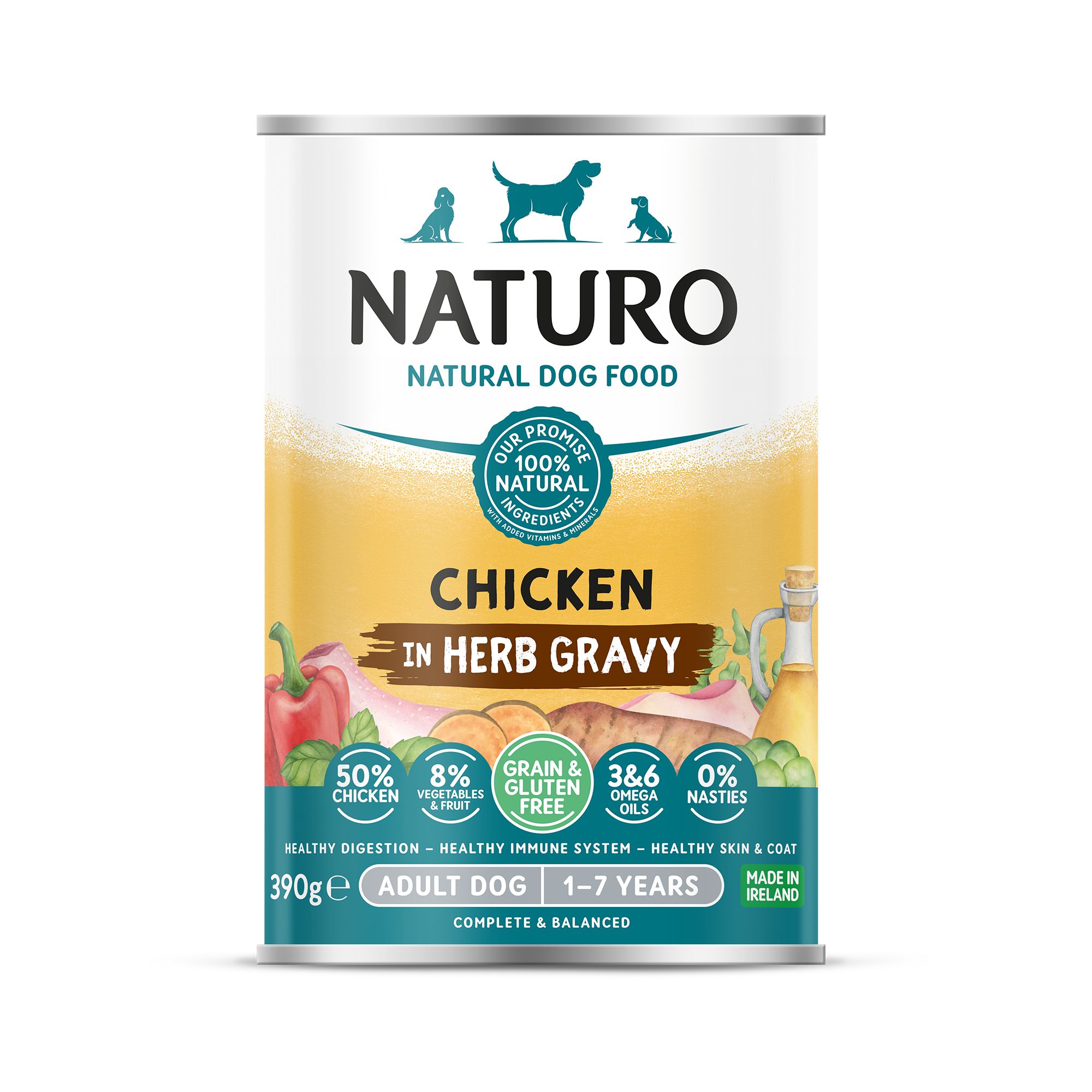 Naturo Grain and Gluten Free Adult Dog Wet Food - In Herb Gravy, 390 g, Chicken Flavor | PetSmart
