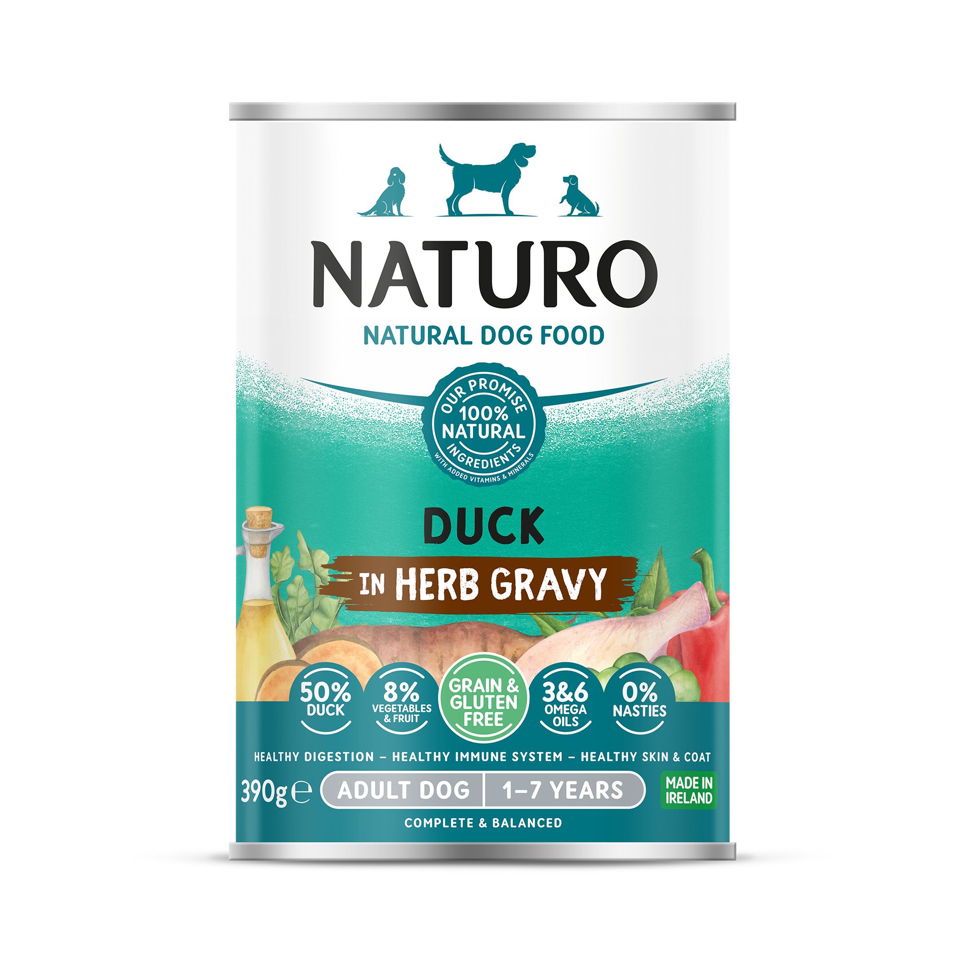 Naturo Grain and Gluten Free Adult Dog Wet Food - In Herb Gravy, 390 g, Duck Flavor | PetSmart