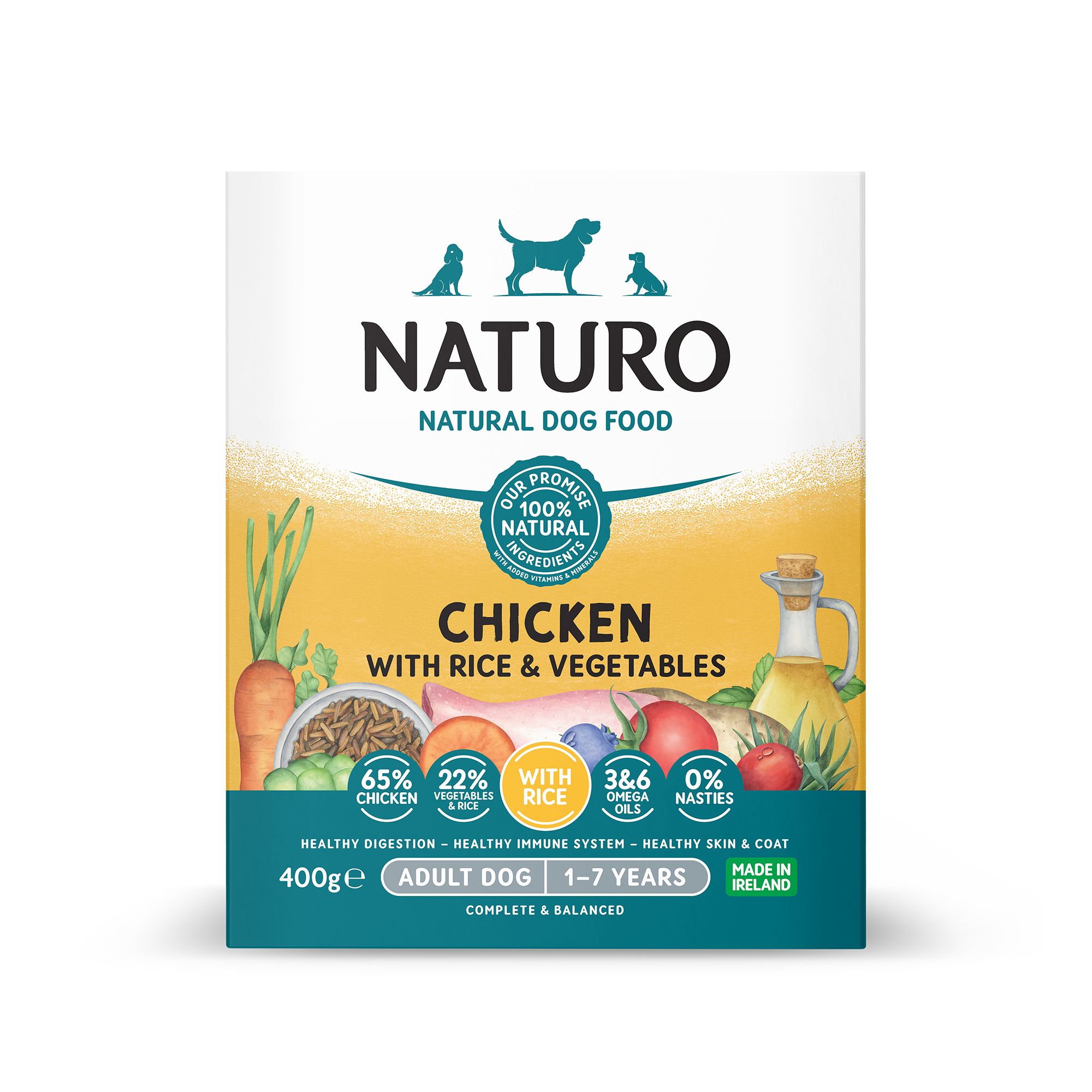 Naturo Adult Dog Wet Food - Chicken with Rice and Vegetables, size: 400 g | PetSmart
