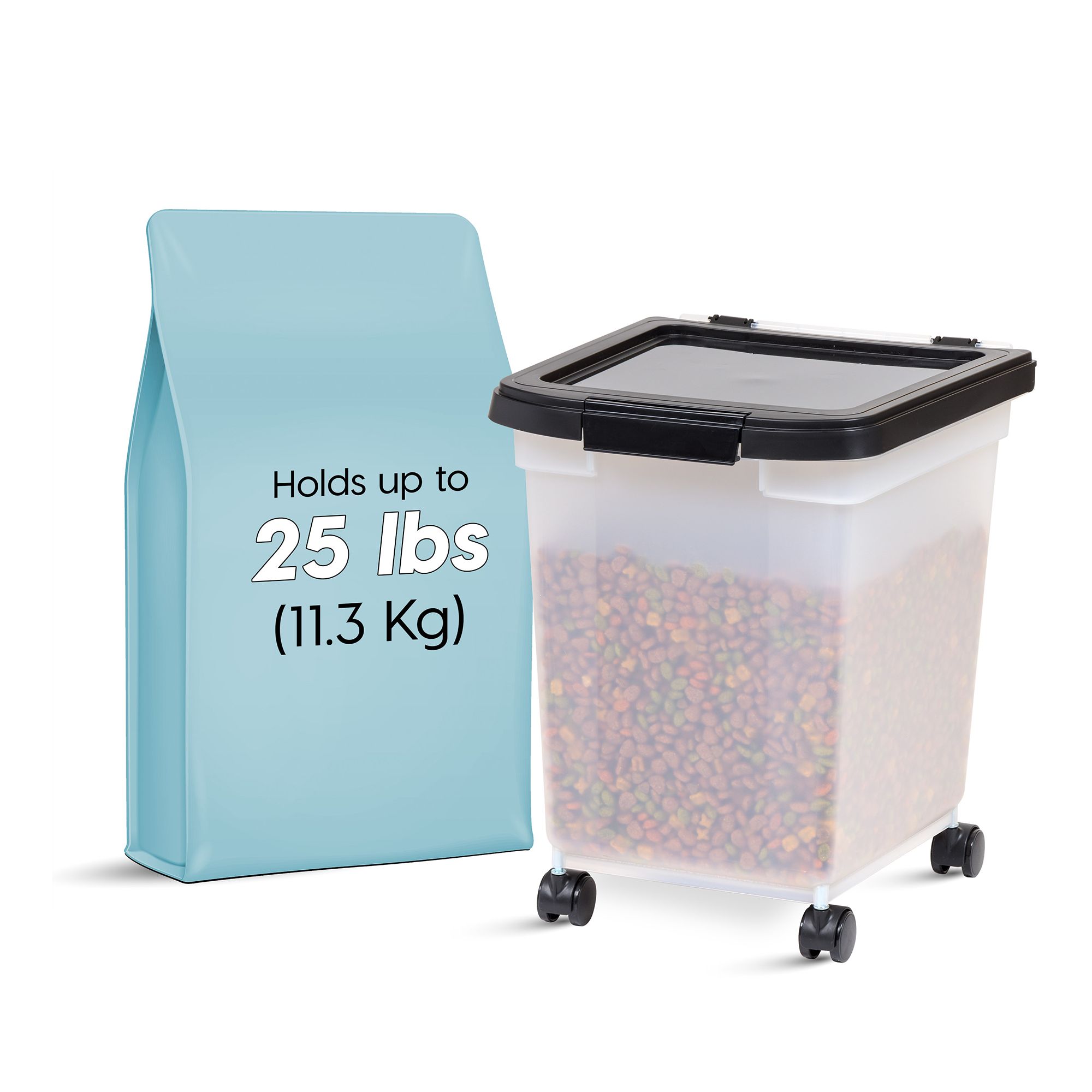 Iris, 25 lbs. Airtight Pet Food Container - Dog And Cat Storage Bin in Black | PetSmart