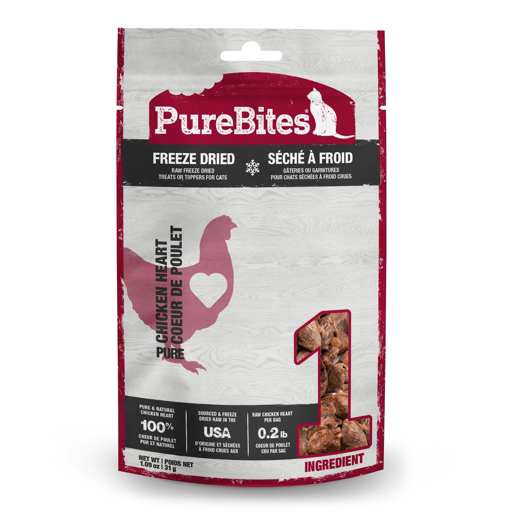 Purebites Freeze Dried Cat Treat - Chicken Heart, 1.09 OZ, size: 31 g | PetSmart