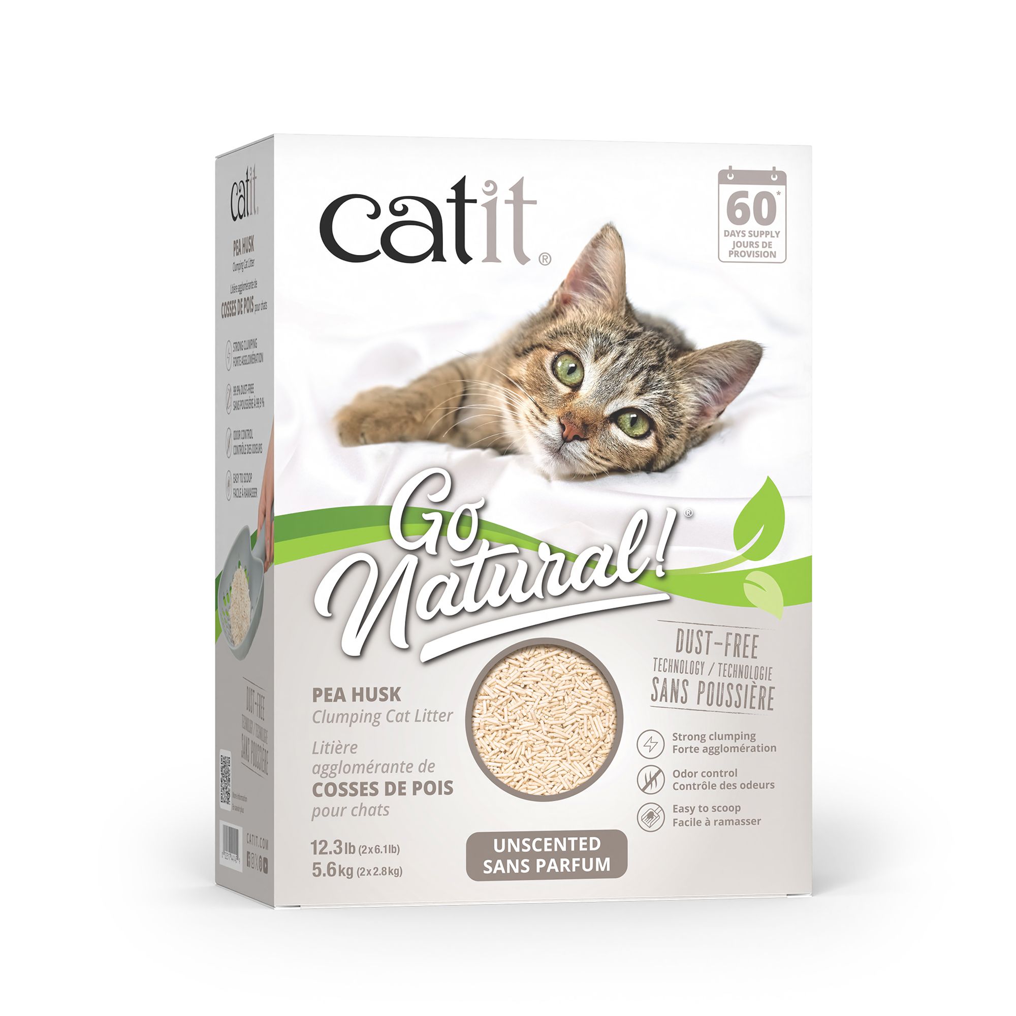 Catit Go Natural Pea Husk Clumping Cat Litter Unscented, size: 5.6kg | PetSmart