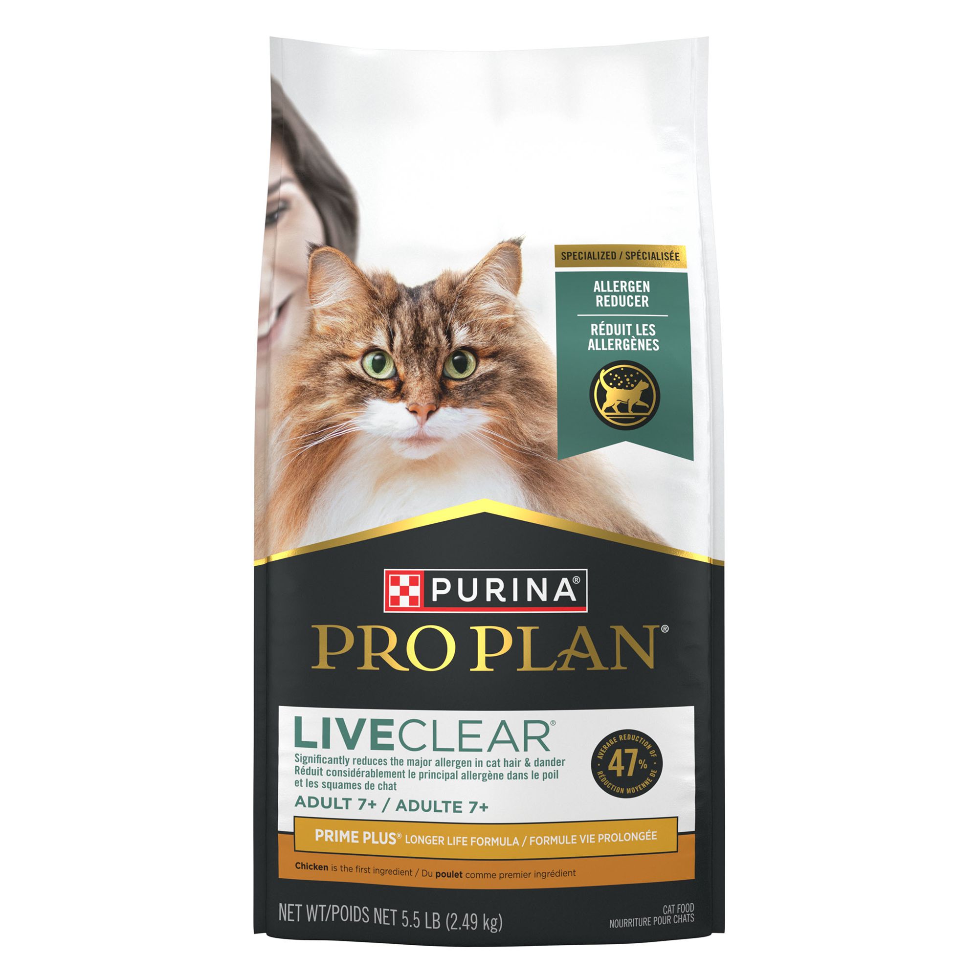 Purina Pro Plan LiveClear Adult 7+ Prime Plus Chicken and Rice Formula Dry Cat Food, size: 5.5 lbs | PetSmart