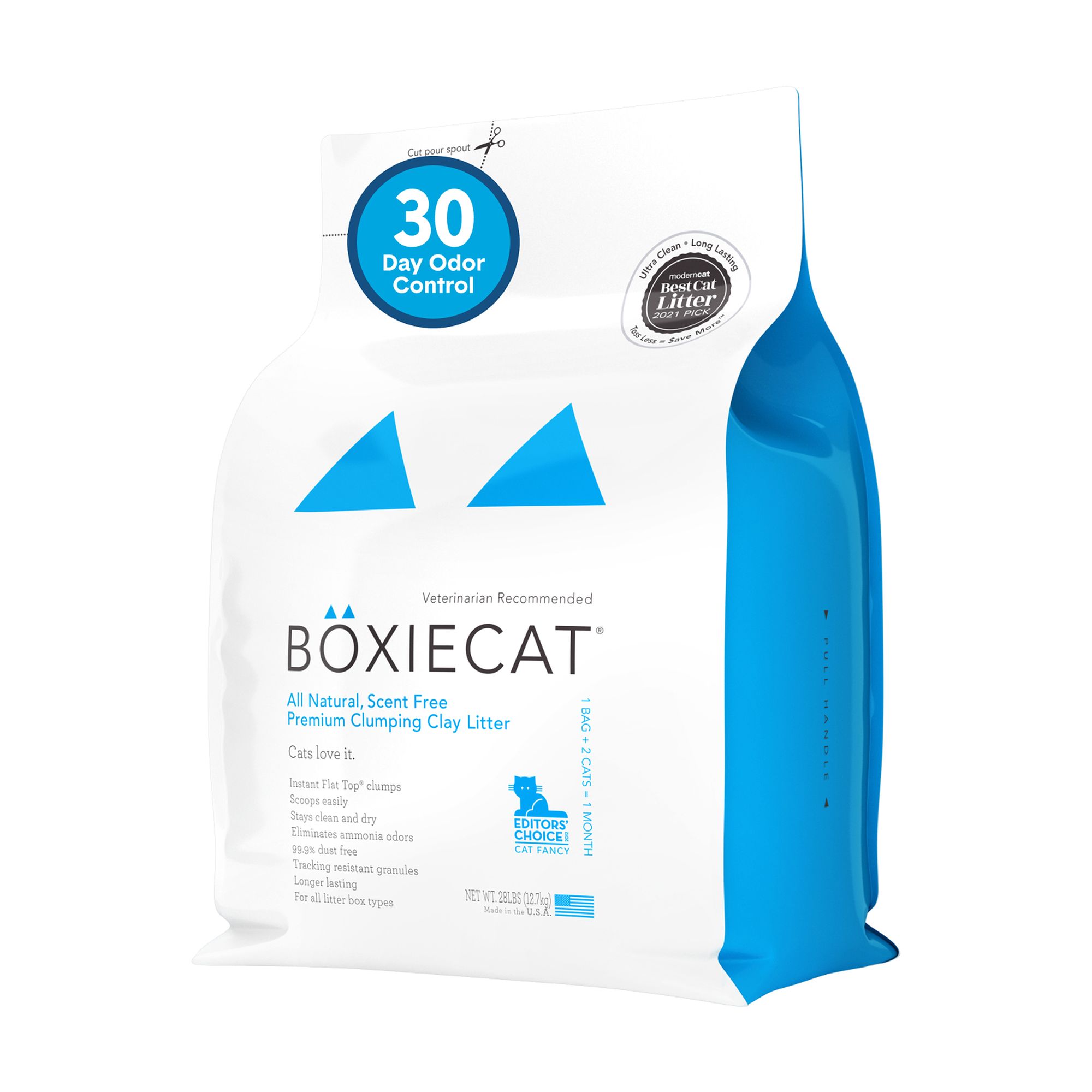 Boxiecat Scent Free Clumping Clay Cat Litter, Low Dust, No Tracking, size: 28 lbs | PetSmart