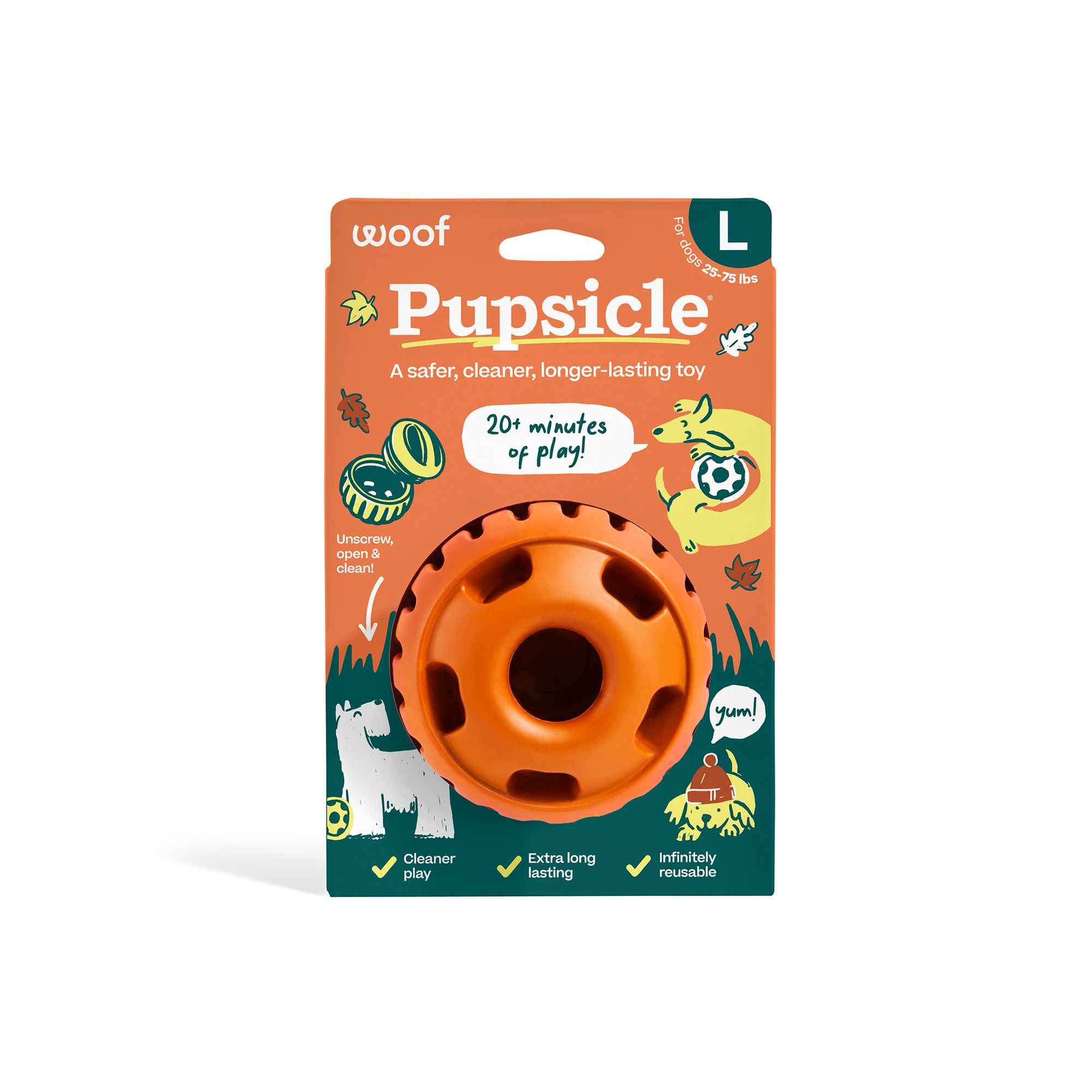 WOOF Pupsicle Treat-Dispensing Dog Toy, Varies by Color and Size in Orange, size: Large | PetSmart