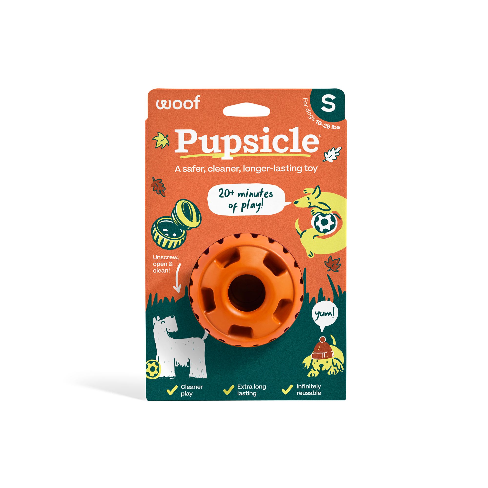 WOOF Pupsicle Treat-Dispensing Dog Toy, Varies by Color and Size in Orange, size: Small | PetSmart