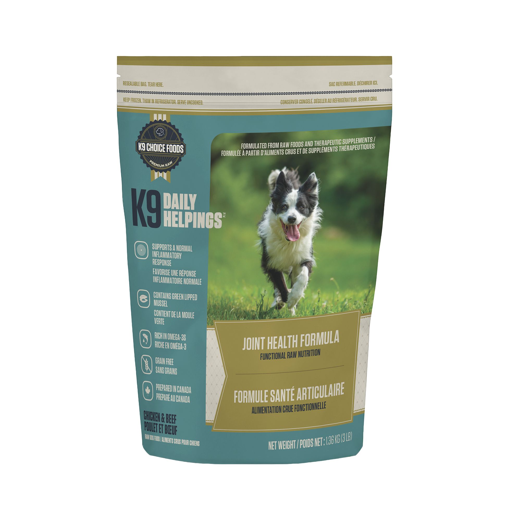 K9 Choice Daily Helpings Joint Health Frozen Dog Food, Chicken and Beef Flavor, size: 3 lbs | PetSmart