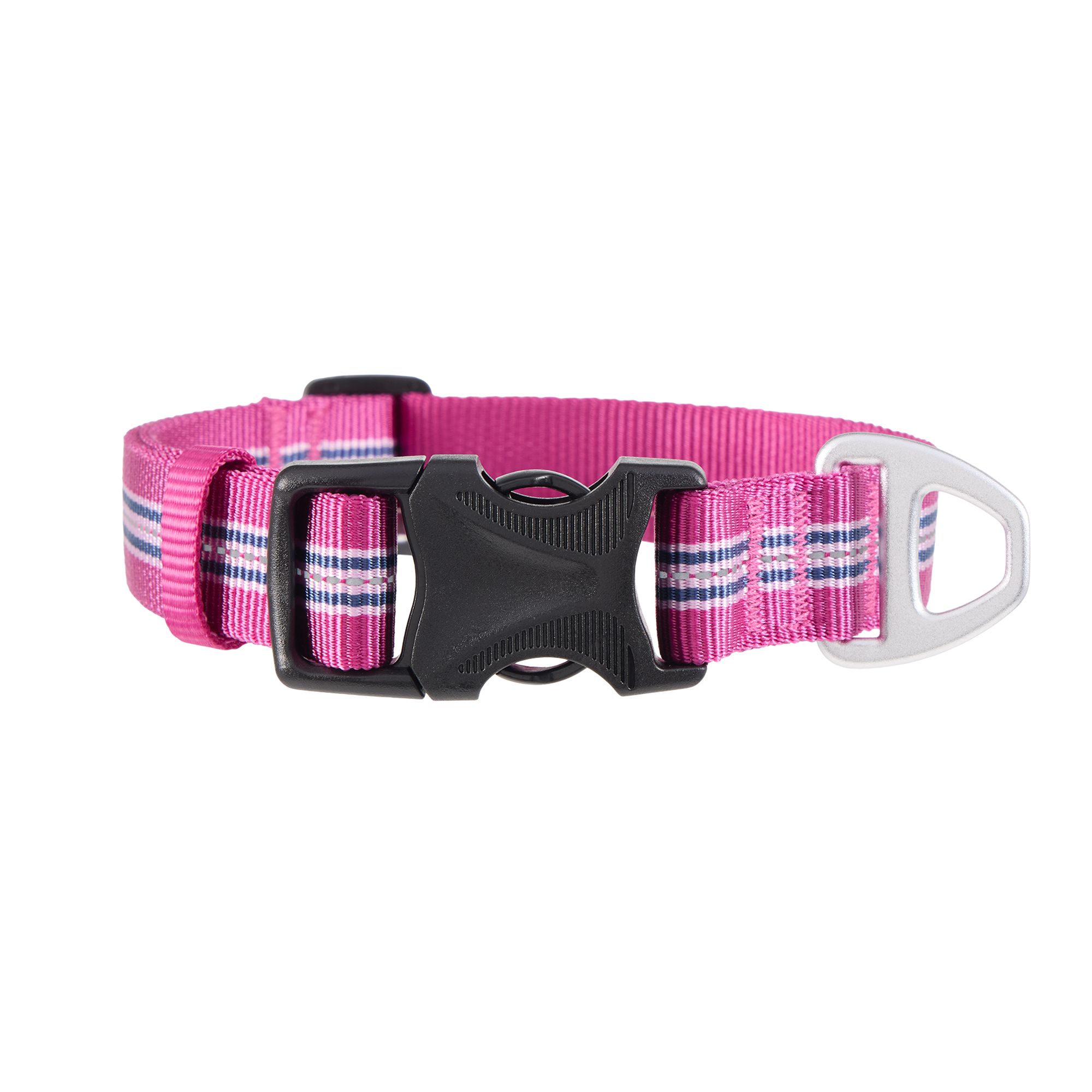 Arcadia Trail Lightweight Dog Collar, Stripe, Ultra Reflective Material for Nighttime Visibility in Berry, size: Large | PetSmart