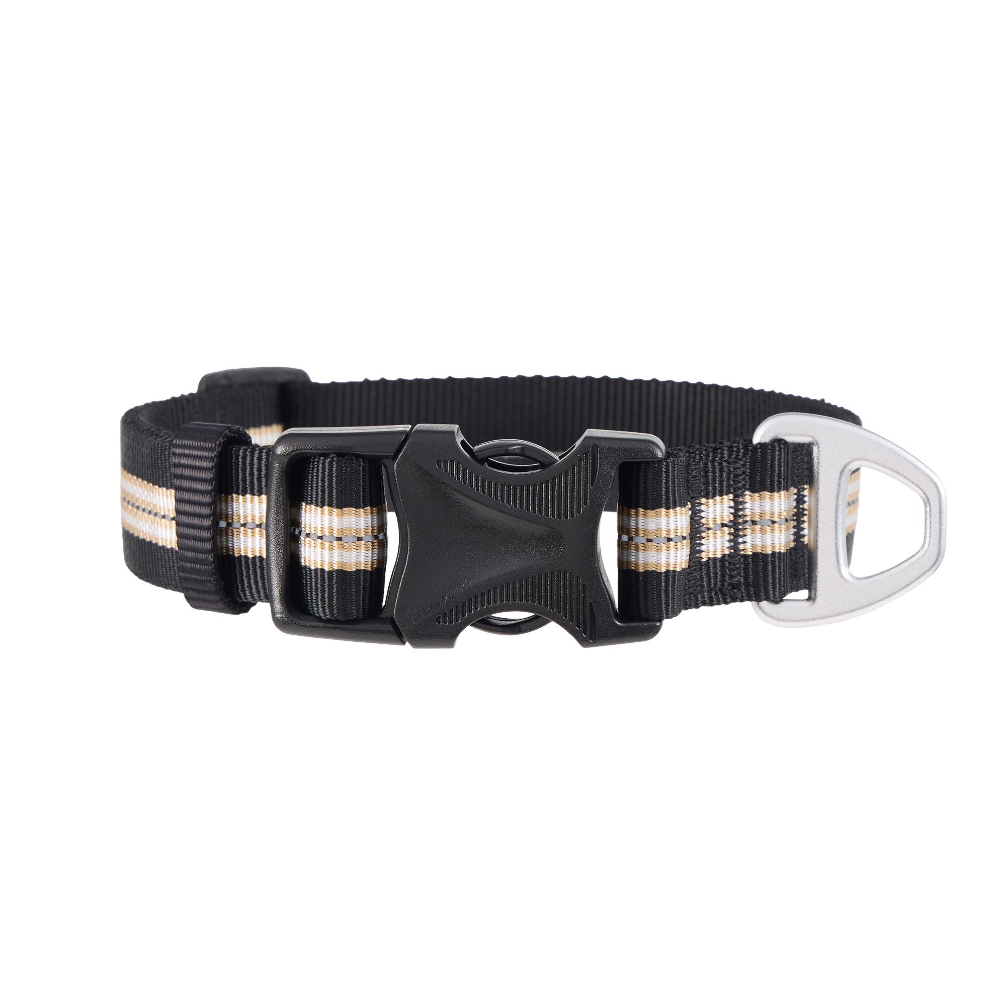 Arcadia Trail Lightweight Dog Collar, Stripe, Ultra Reflective Material for Nighttime Visibility in Black, size: Large | PetSmart