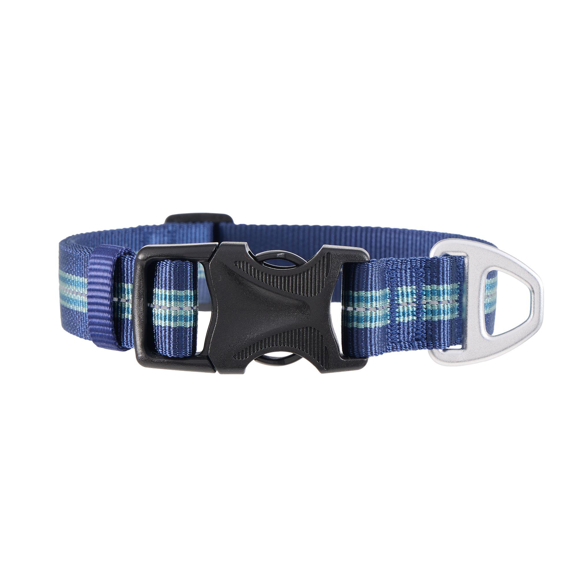 Arcadia Trail Lightweight Dog Collar, Stripe, Ultra Reflective Material for Nighttime Visibility in Navy, size: XL | PetSmart