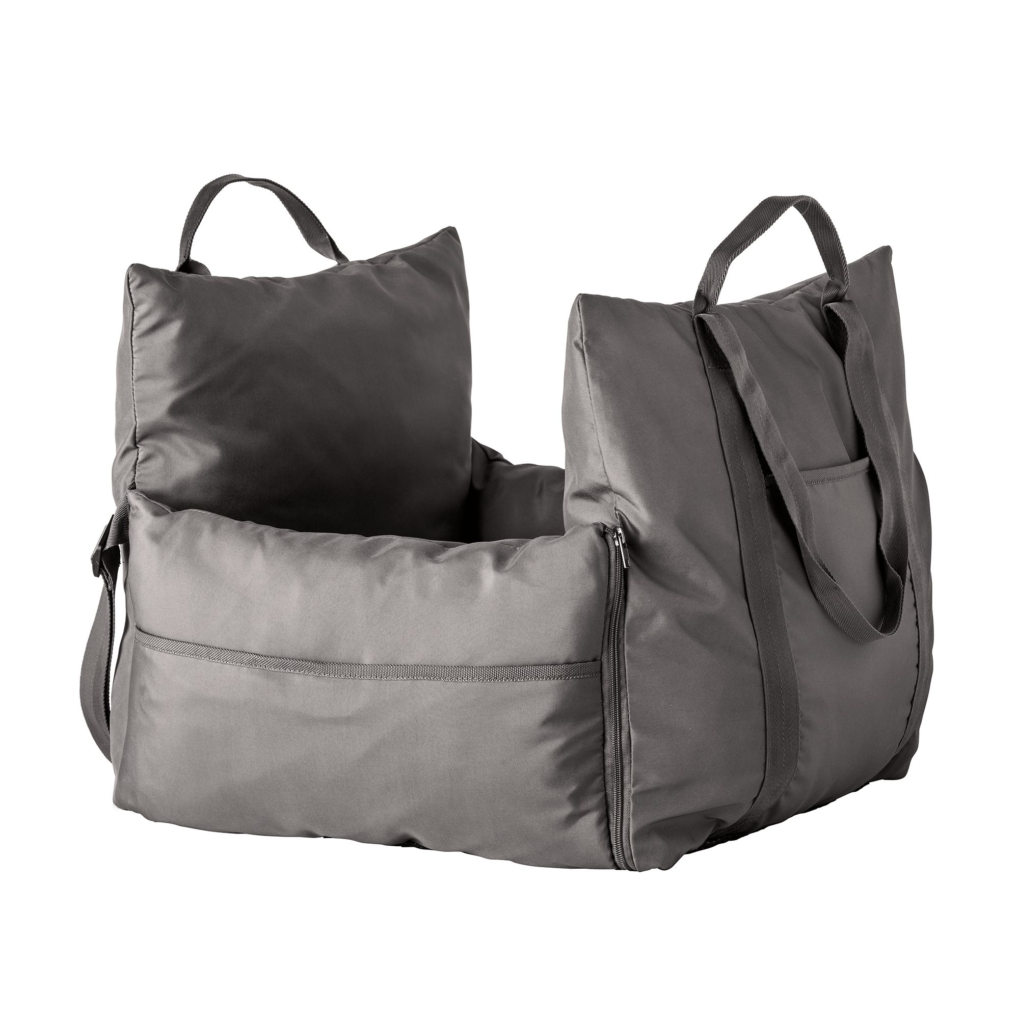 Top Paw 3-in-1 Plush Car Booster, Bed and Carrier For Dogs Up To 30 Lbs, Mashine Washable in Gray | PetSmart