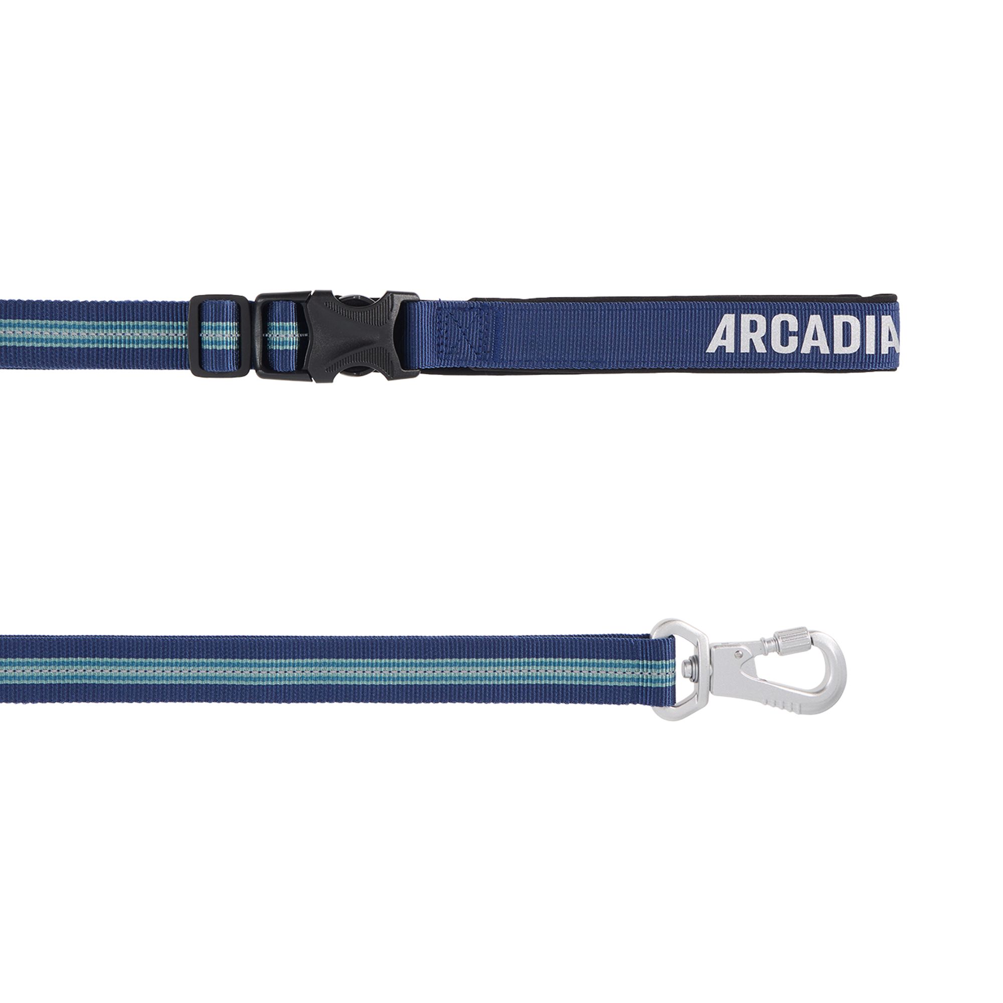Arcadia Trail Lightweight Stripe Dog Leash Reflective Elements for Nighttime Visibility in Navy | PetSmart