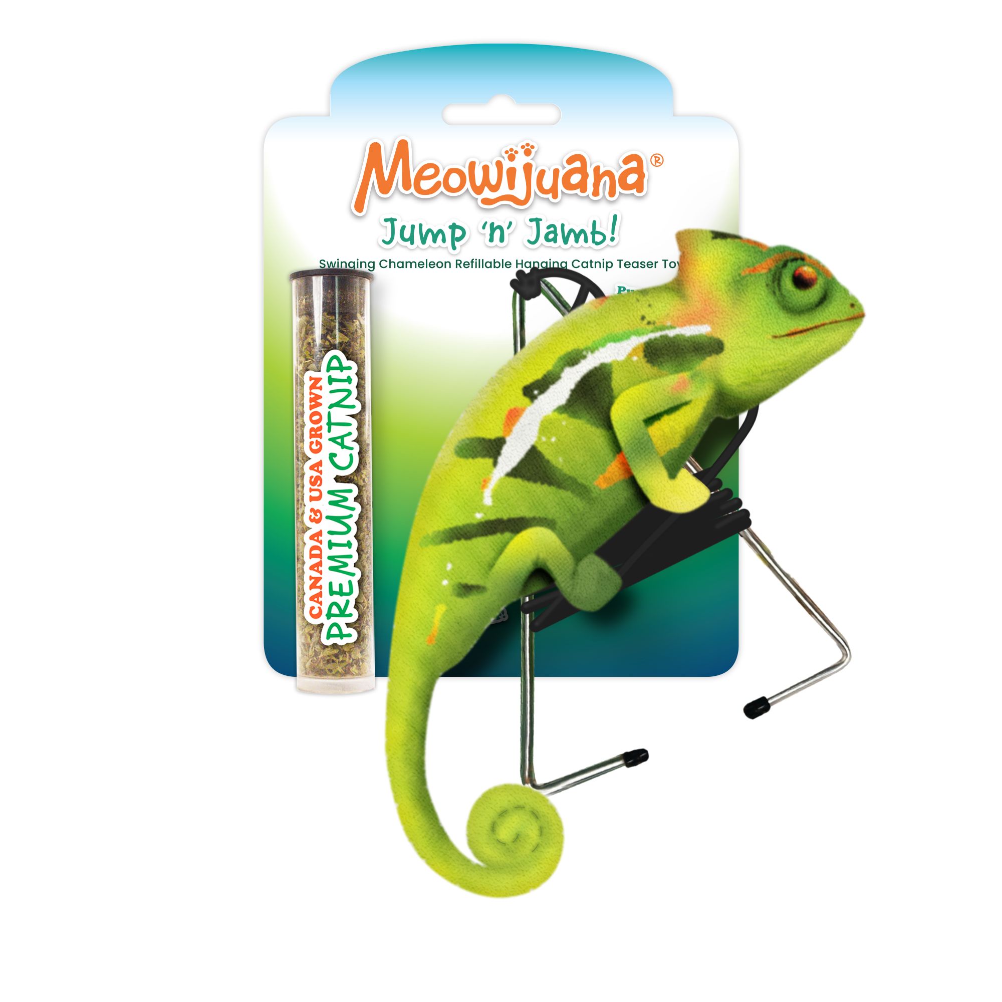 Meowijuana Jump 'n' Jamb Chameleon Door Hanging Refillable Cat Toy Promotes Play and Cat Health | PetSmart